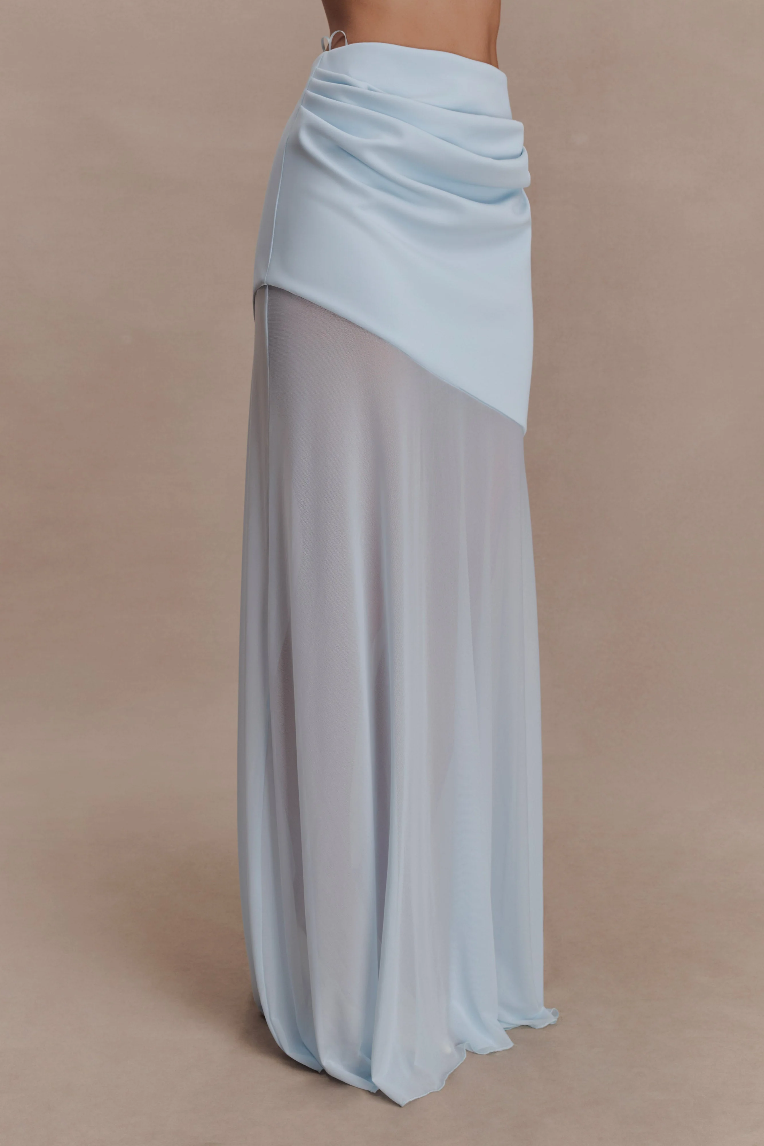 Portia Scuba And Mesh Maxi Skirt - Pale Blue - Image 4