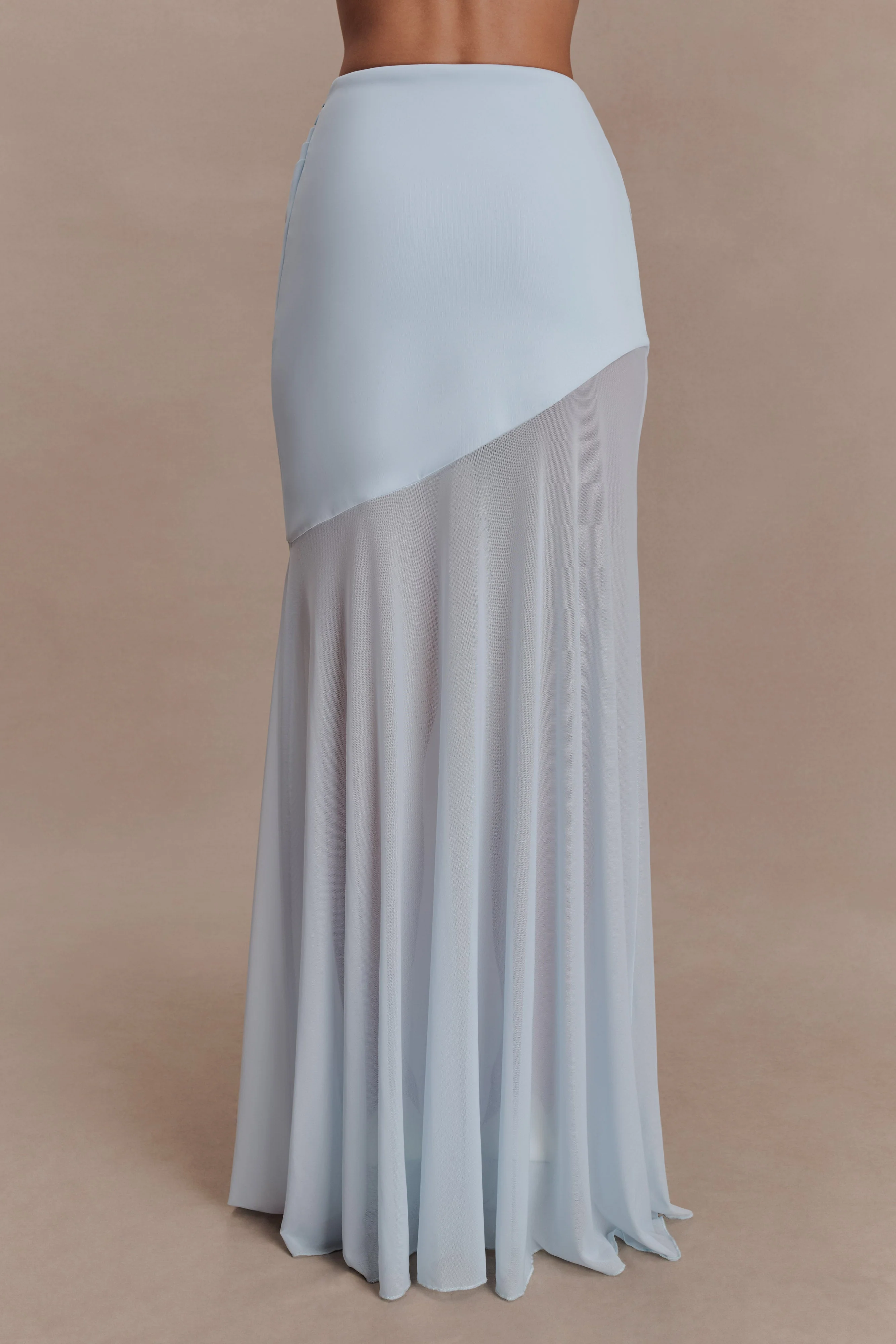 Portia Scuba And Mesh Maxi Skirt - Pale Blue - Image 5