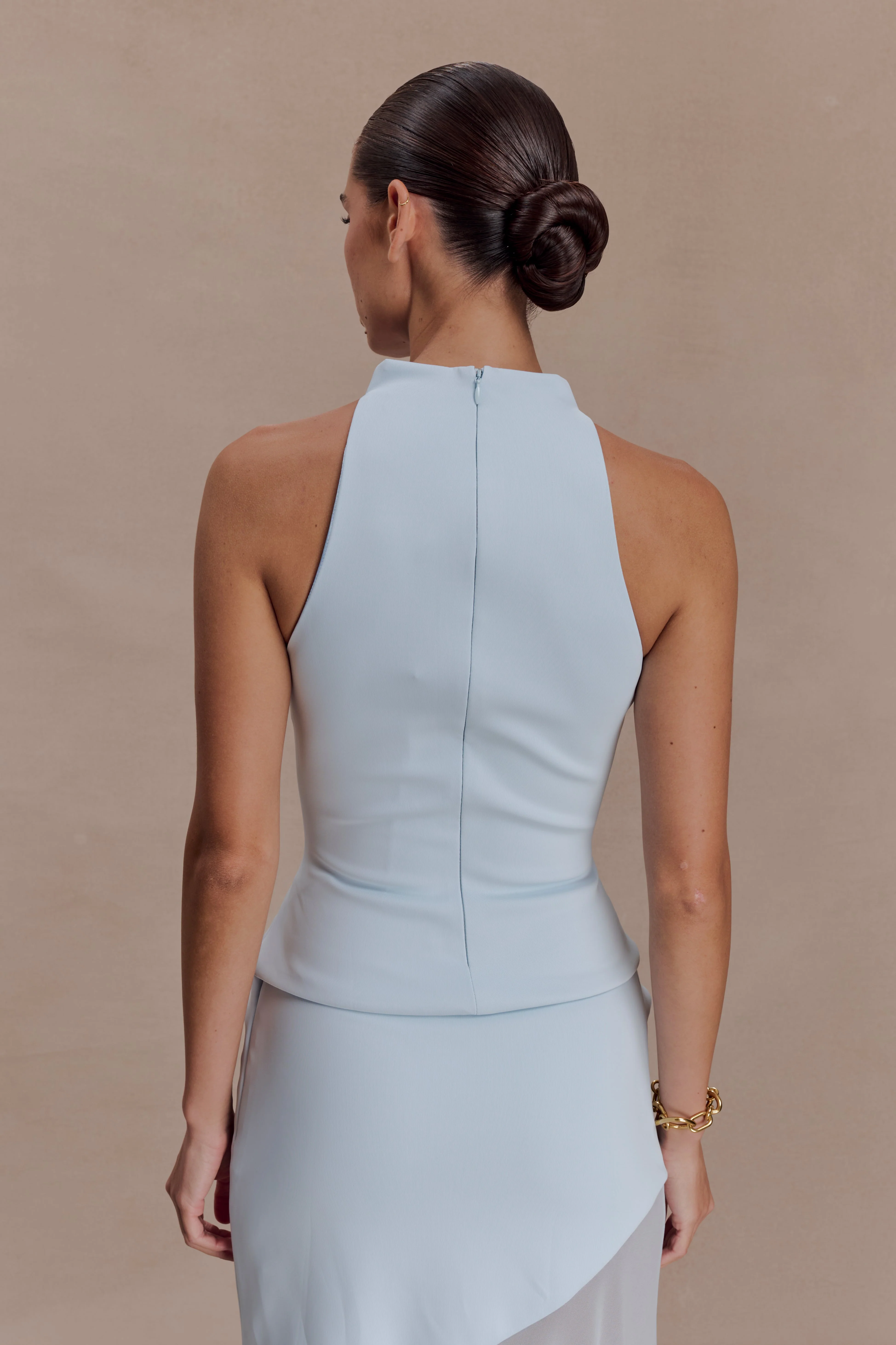 Portia Scuba Sleeveless Top - Pale Blue - Image 2