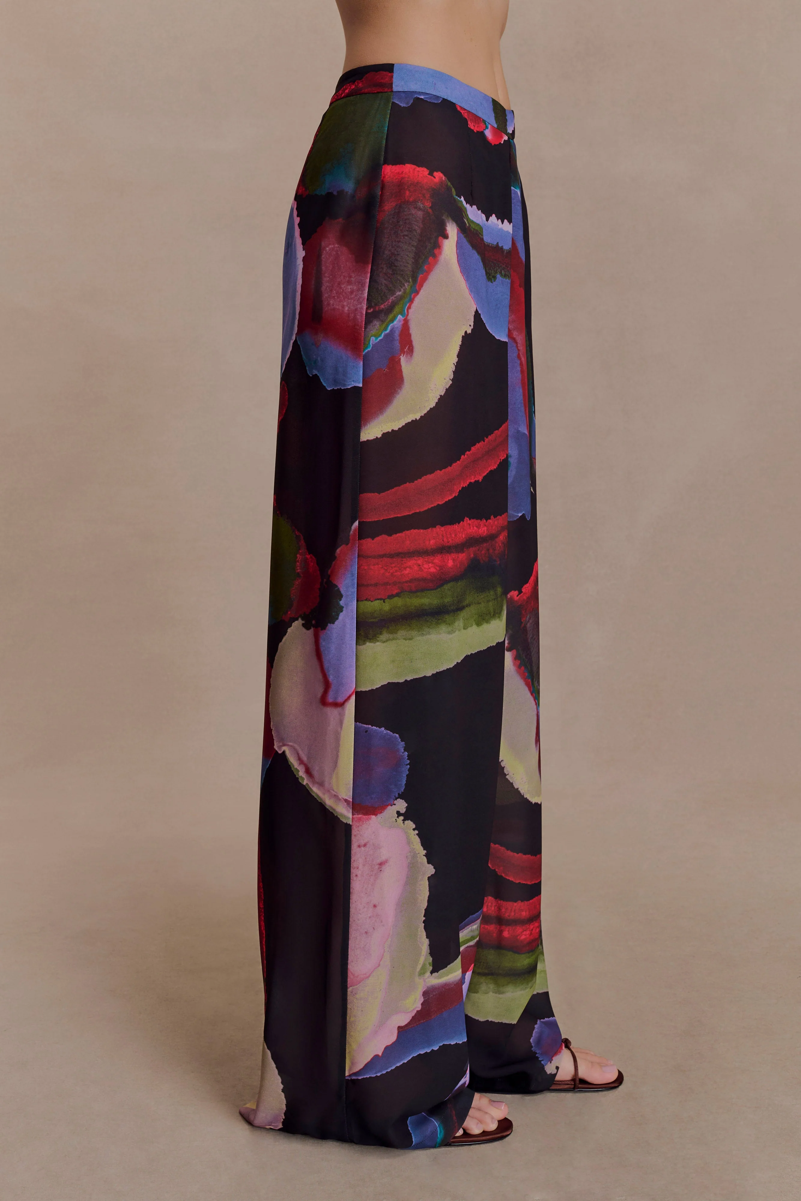 Rachel Chiffon Straight Leg Pants - Multi Fluid Reverie Print - Image 5