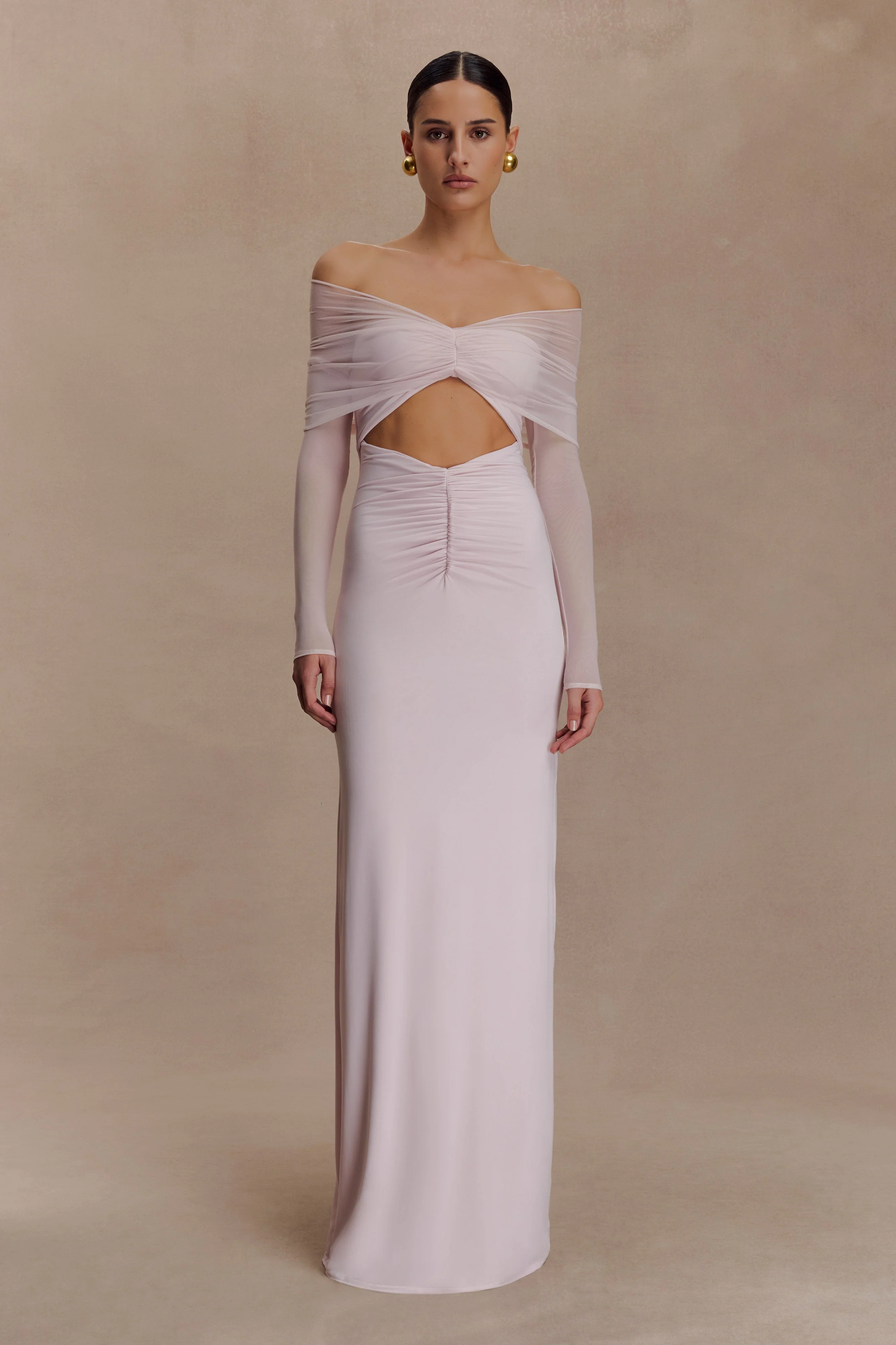 Rafaella Slinky And Mesh Maxi Dress - Pale Pink - Image 5