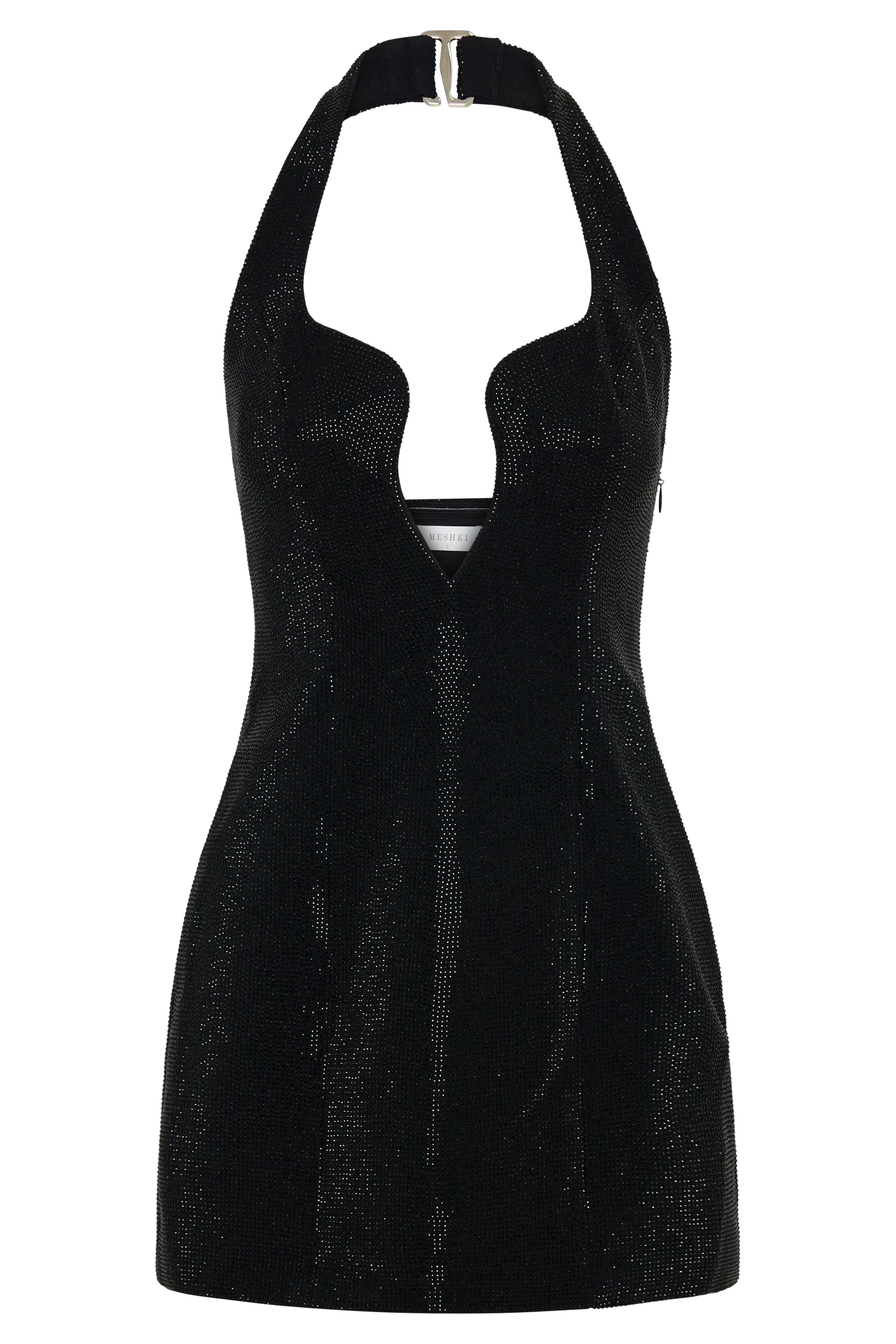 Raina Diamante Halter Mini Dress - Black - Image 11