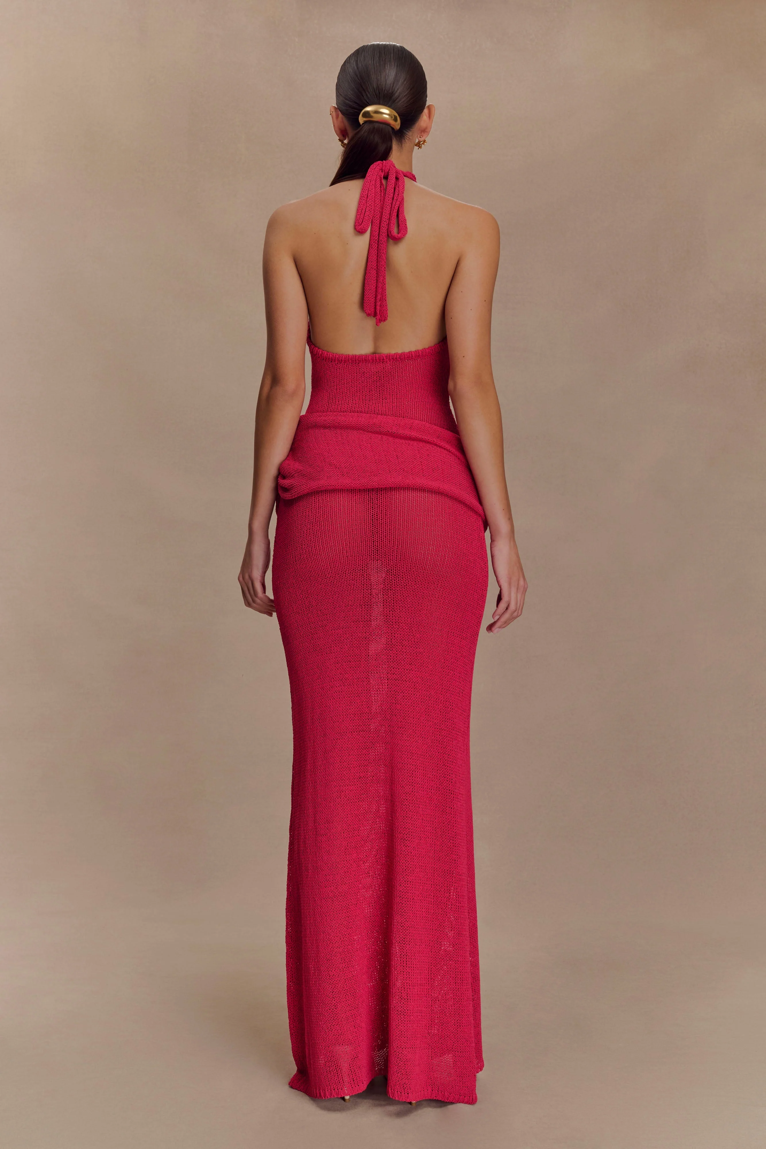 Reece Halter Knit Maxi Dress - Dragonfruit - Image 2