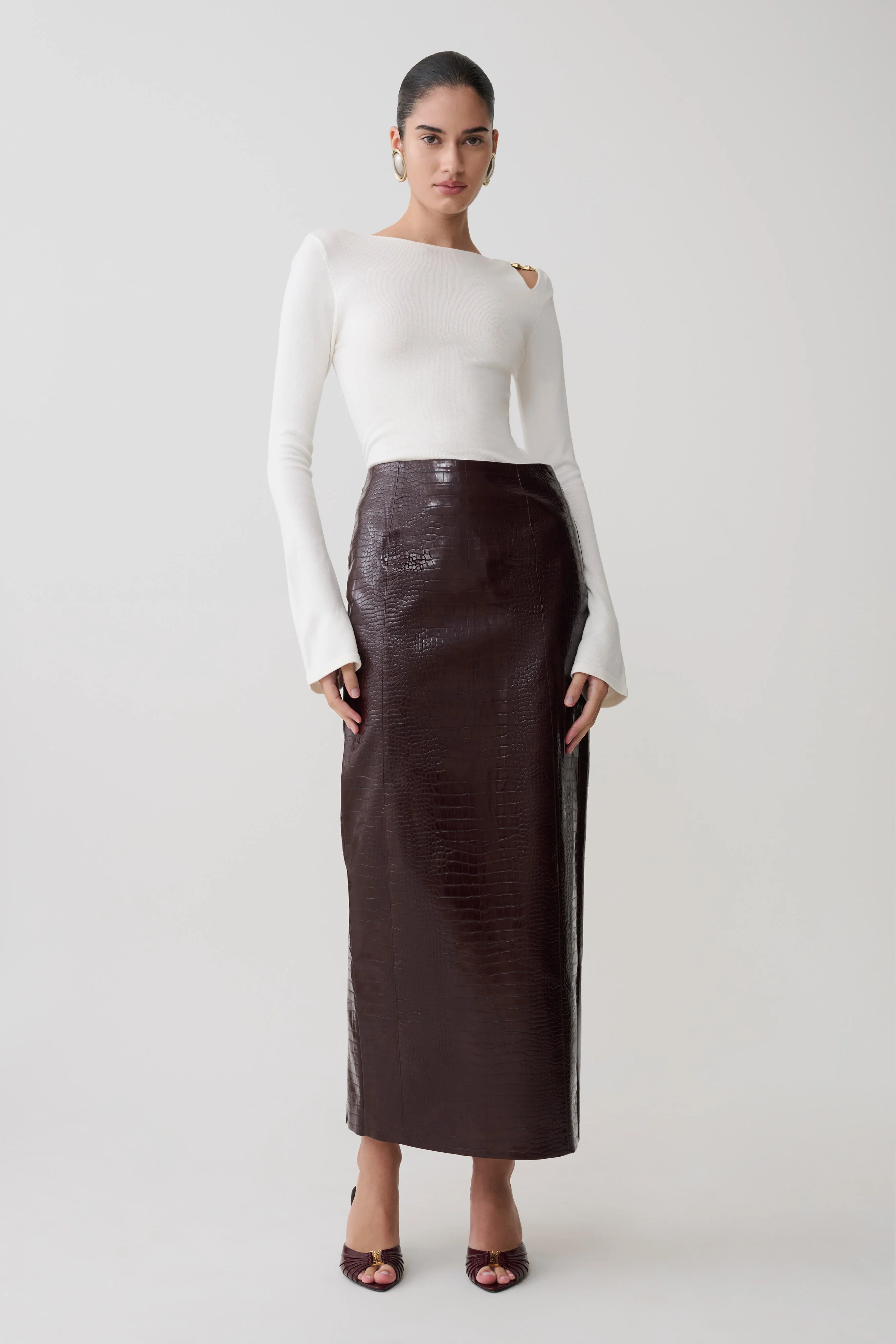 Ricky Knit Long Sleeve Longline Top - Ivory - Image 5