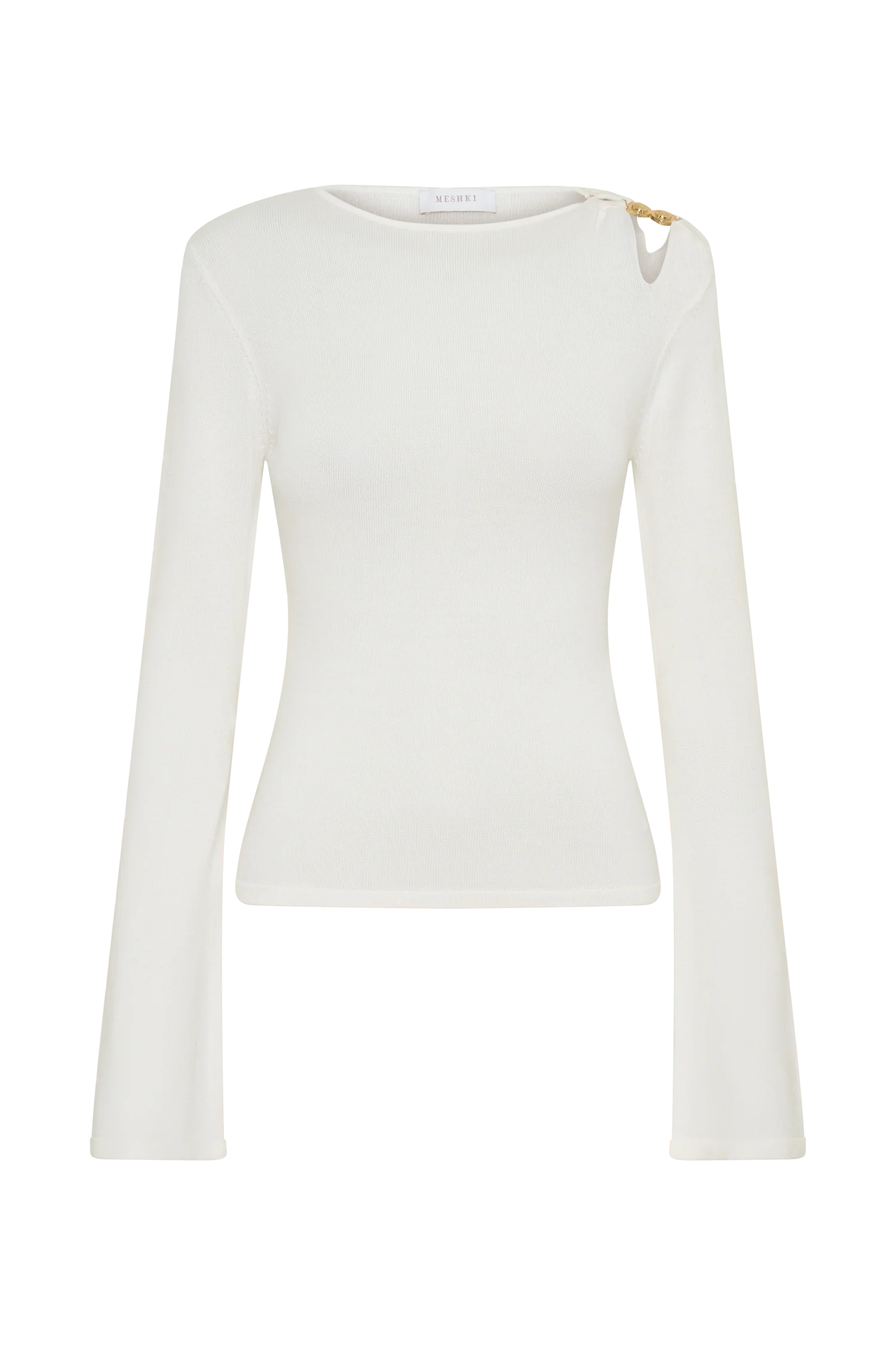 Ricky Knit Long Sleeve Longline Top - Ivory - Image 8