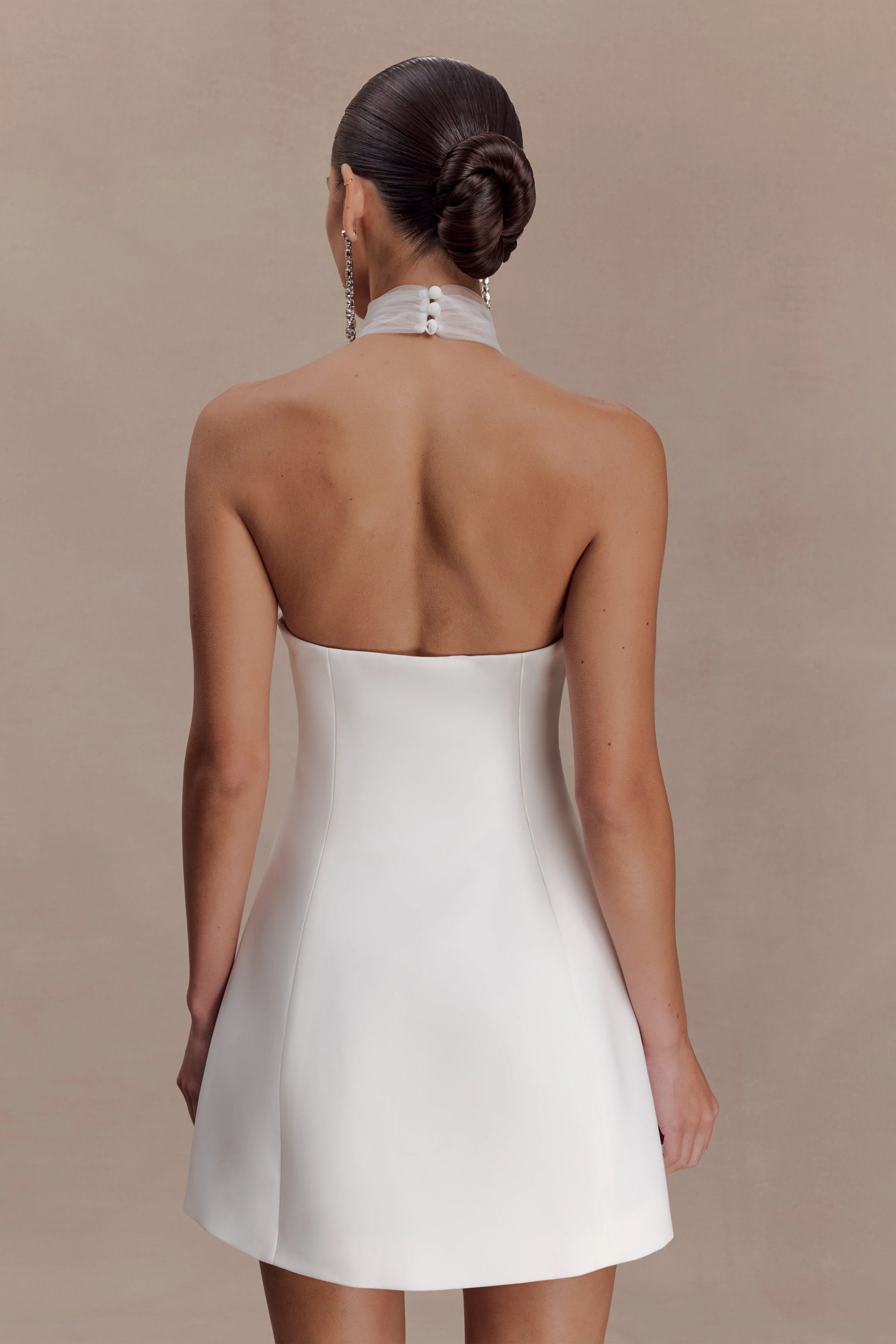Riley Halter Suiting Mini Dress - Ivory - Image 2