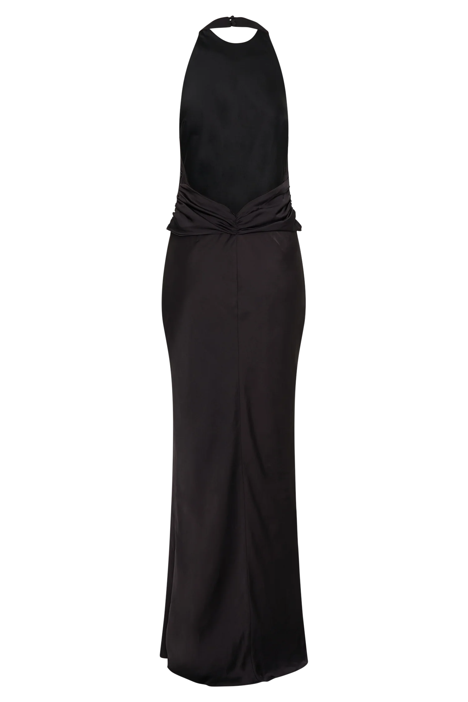 Rinna Satin Halter Maxi Dress - Black - Image 8