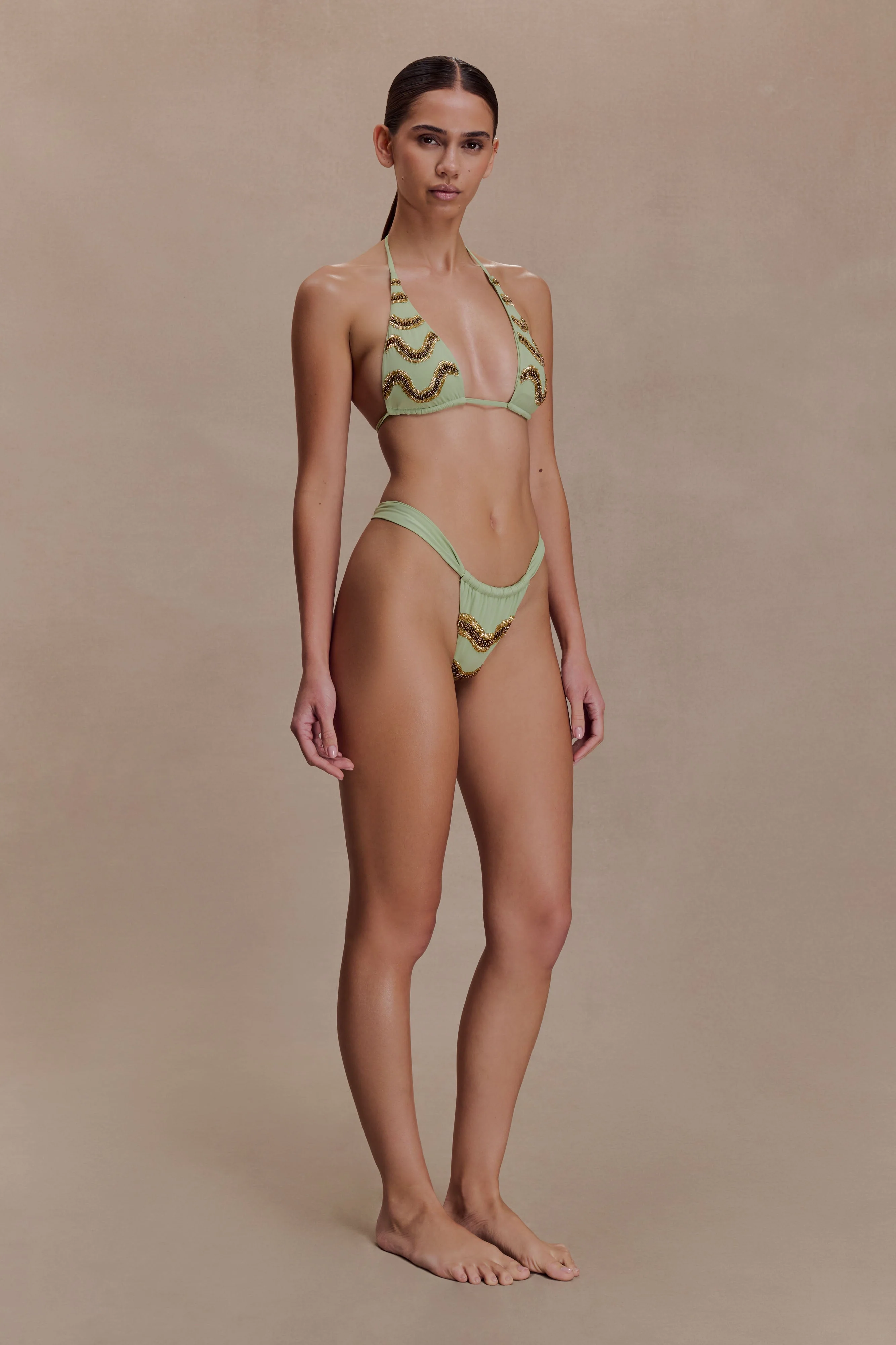 Robyn Beaded Bikini Bottom - Sage - Image 2