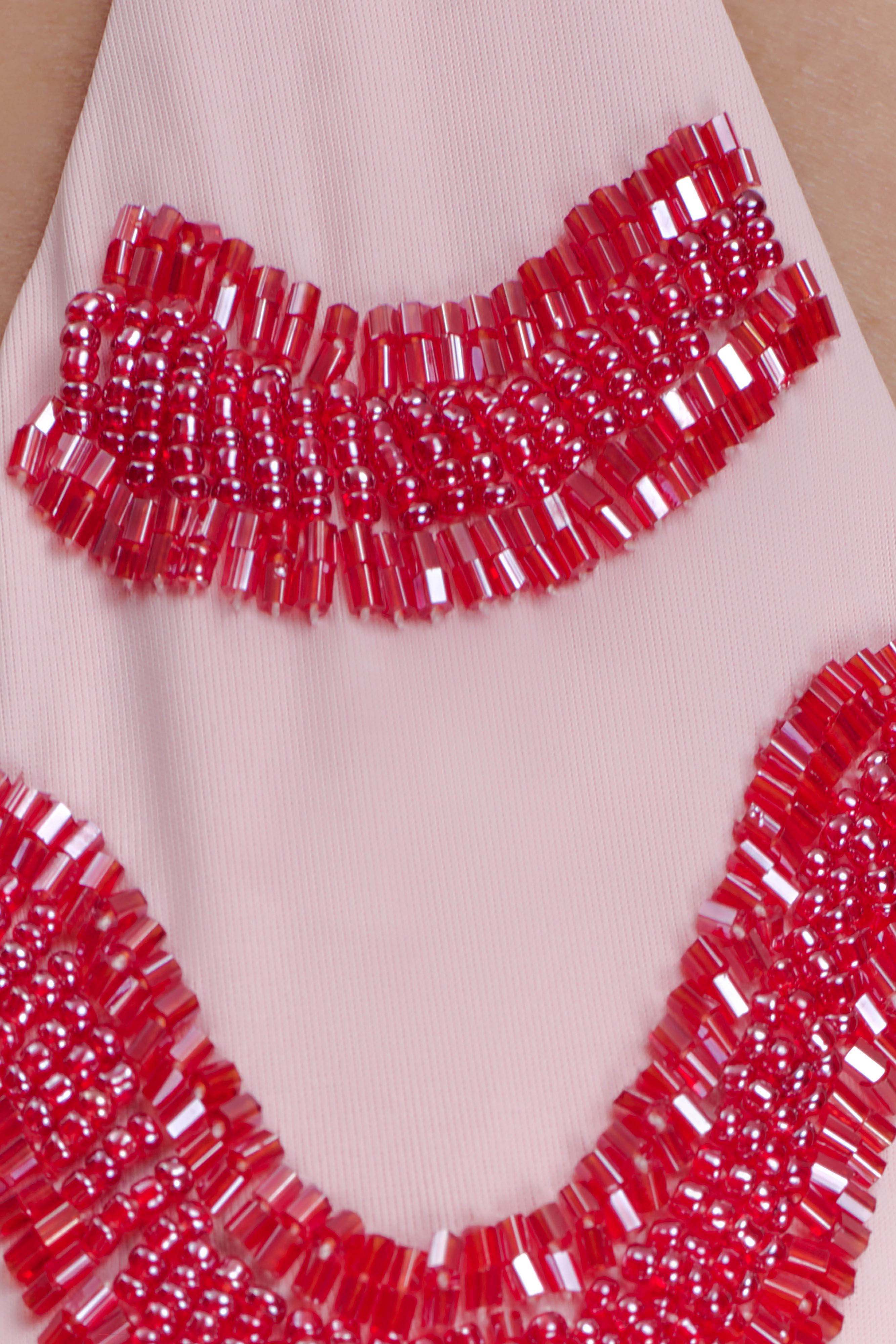 Robyn Beaded Triangle Bikini Top - Pink - Image 9