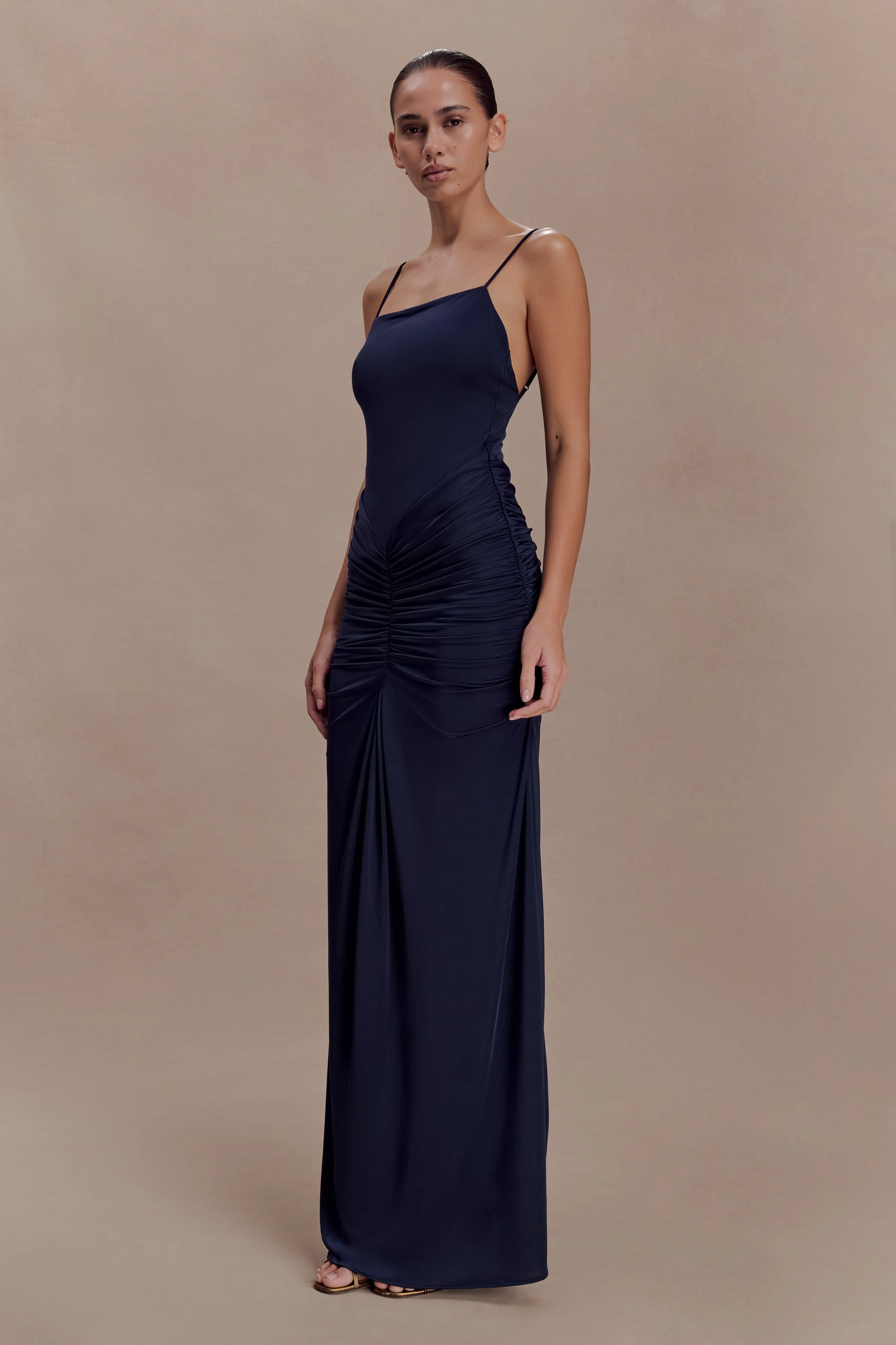 Roisin Slinky Maxi Dress - Navy - Image 3