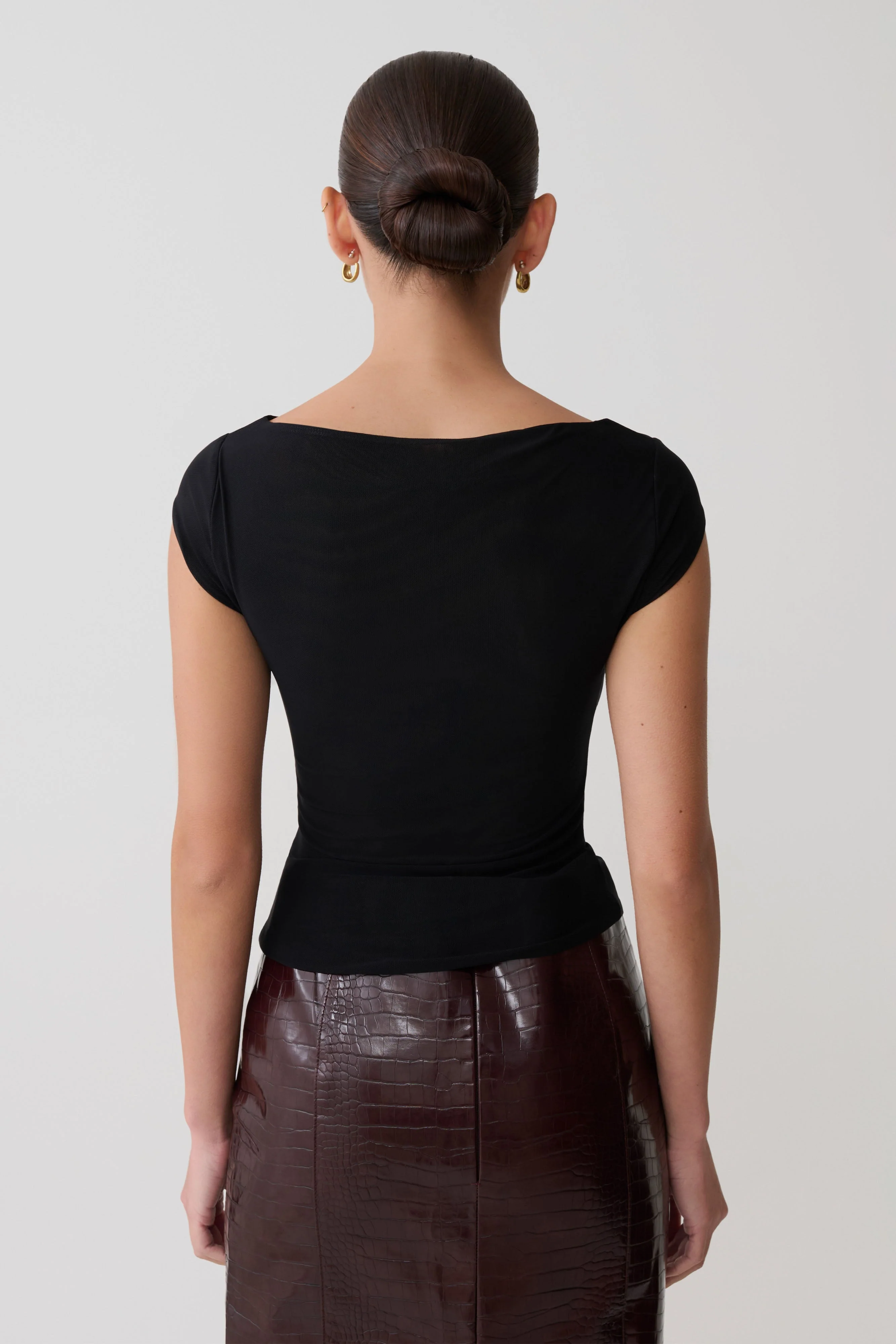 Romana Short Sleeve Mesh Top - Black - Image 2