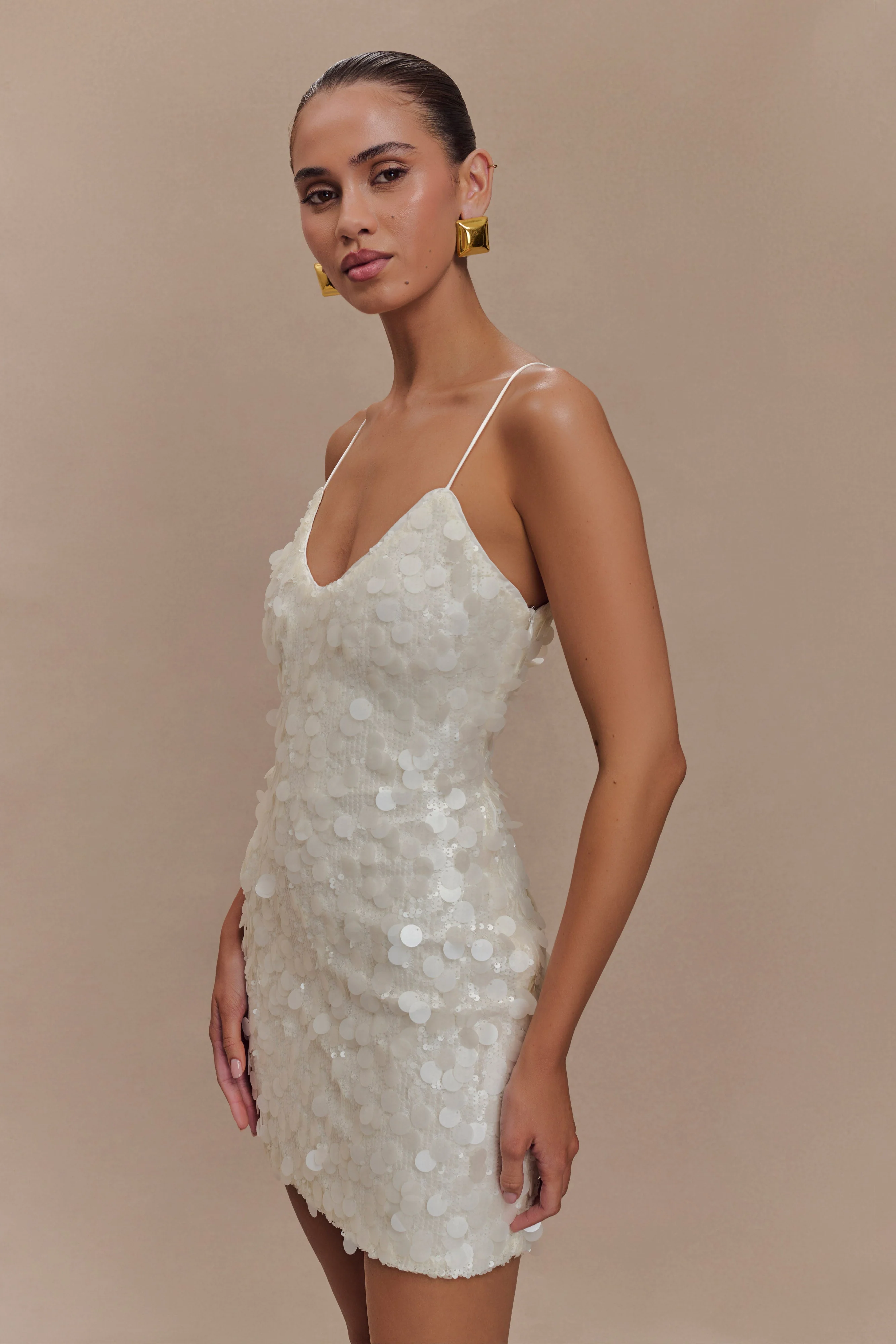 Romilly Sequin Mini Dress - Ivory - Image 4