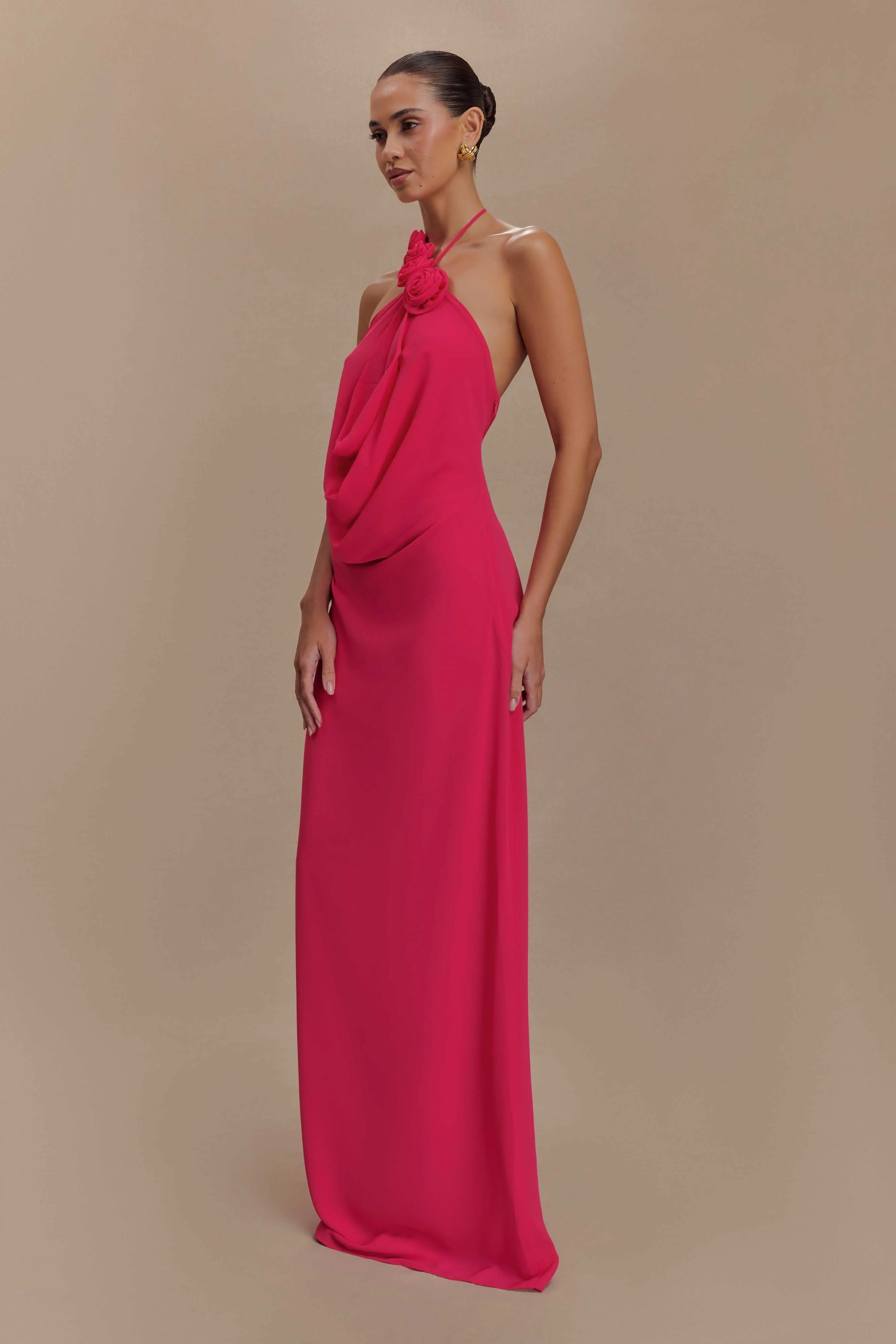Rosalia Cowl Neck Maxi Dress - Raspberry - Image 4