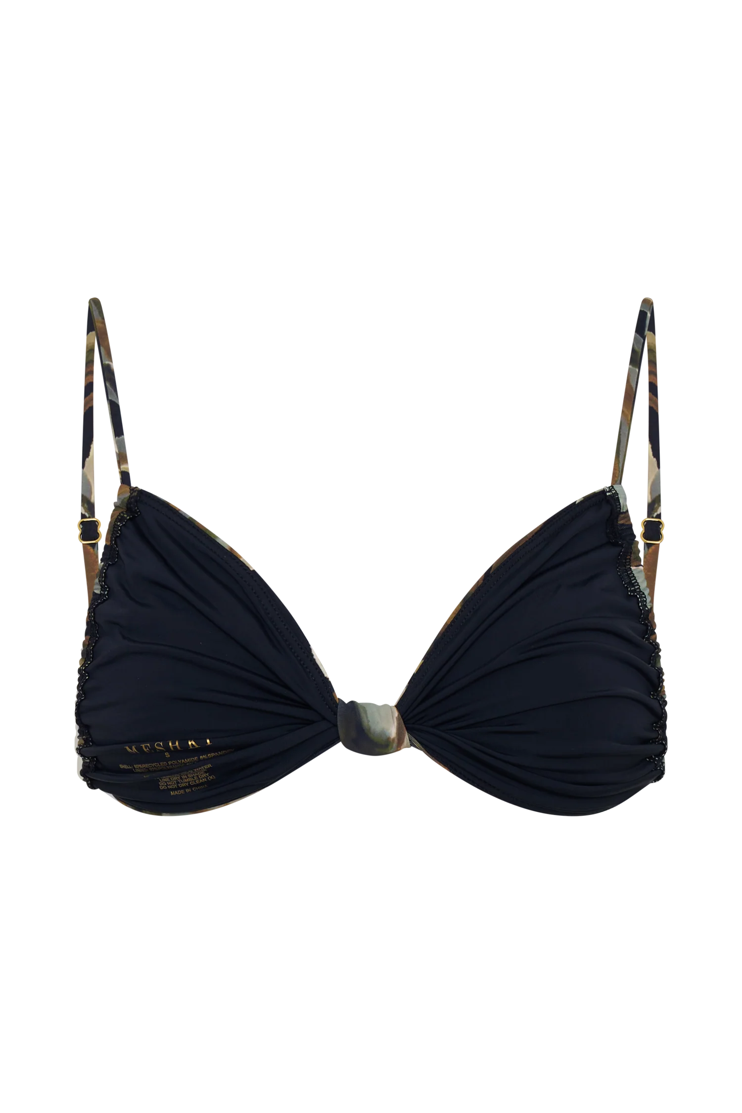 Rosmunda Ruched Bikini Top - Green Fluid Reverie Print - Image 7