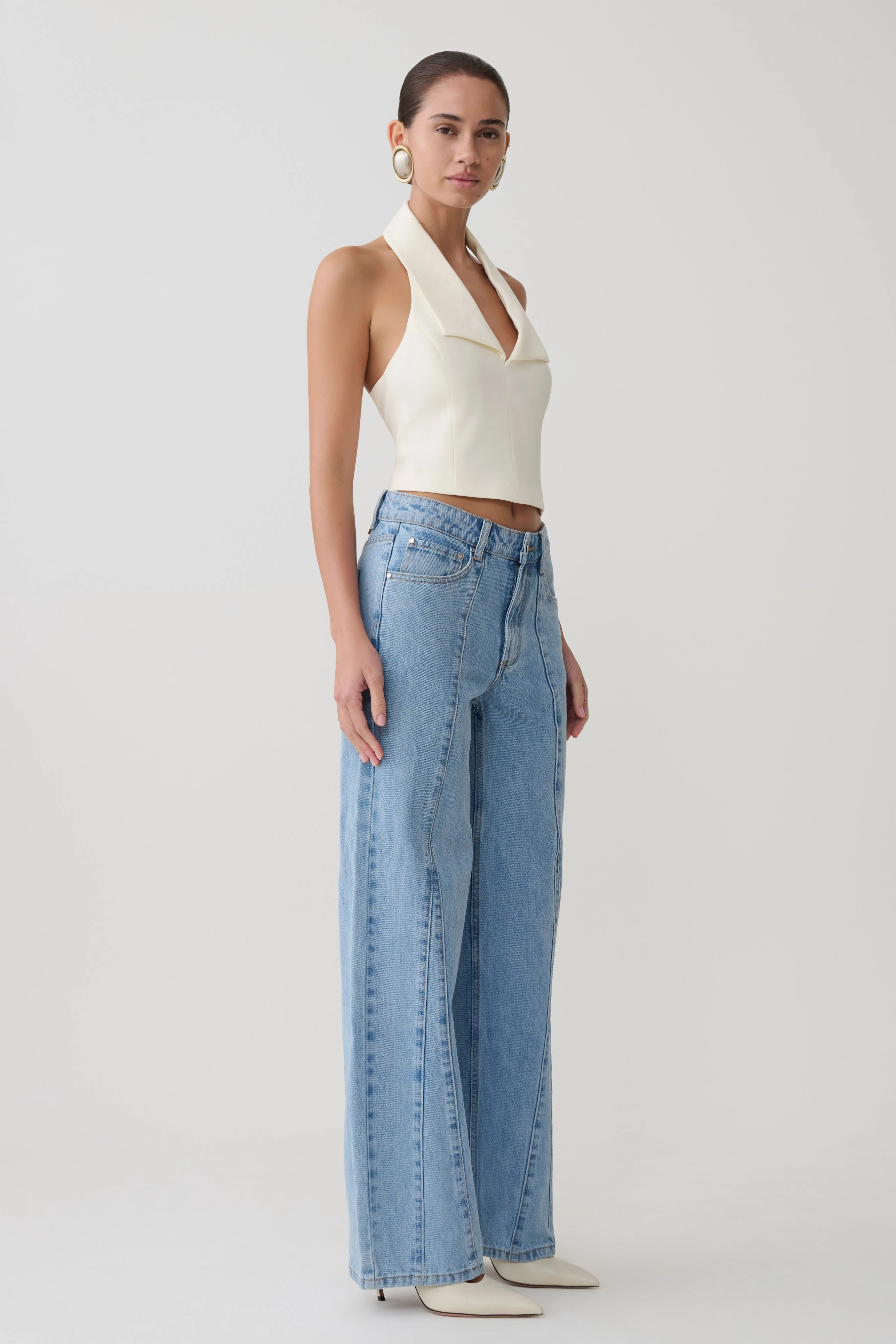 Roy Mid Rise Wide Leg Denim Jeans - Classic Blue - Image 2