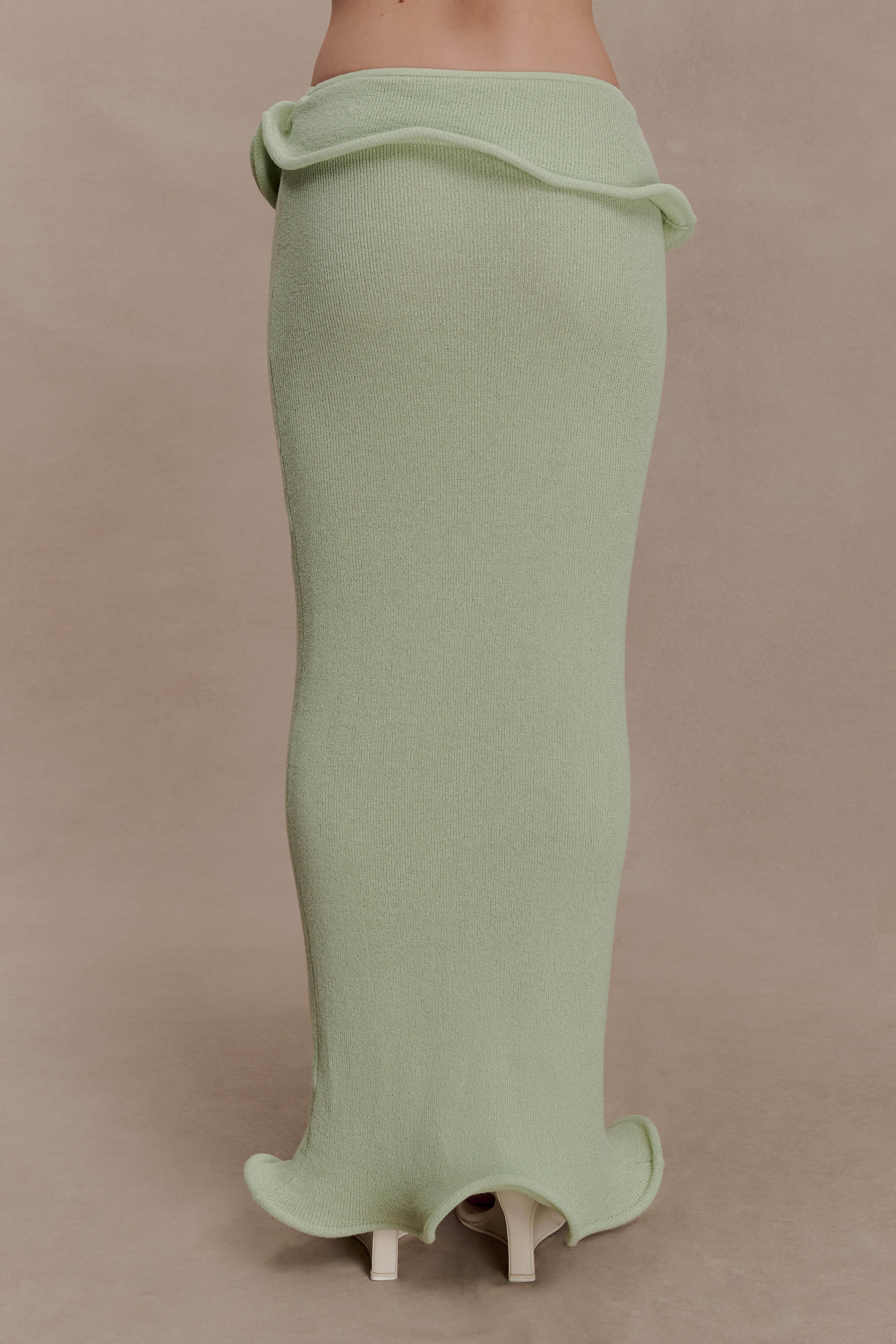 Samira Knit Wired Maxi Skirt - Pastel Green - Image 5