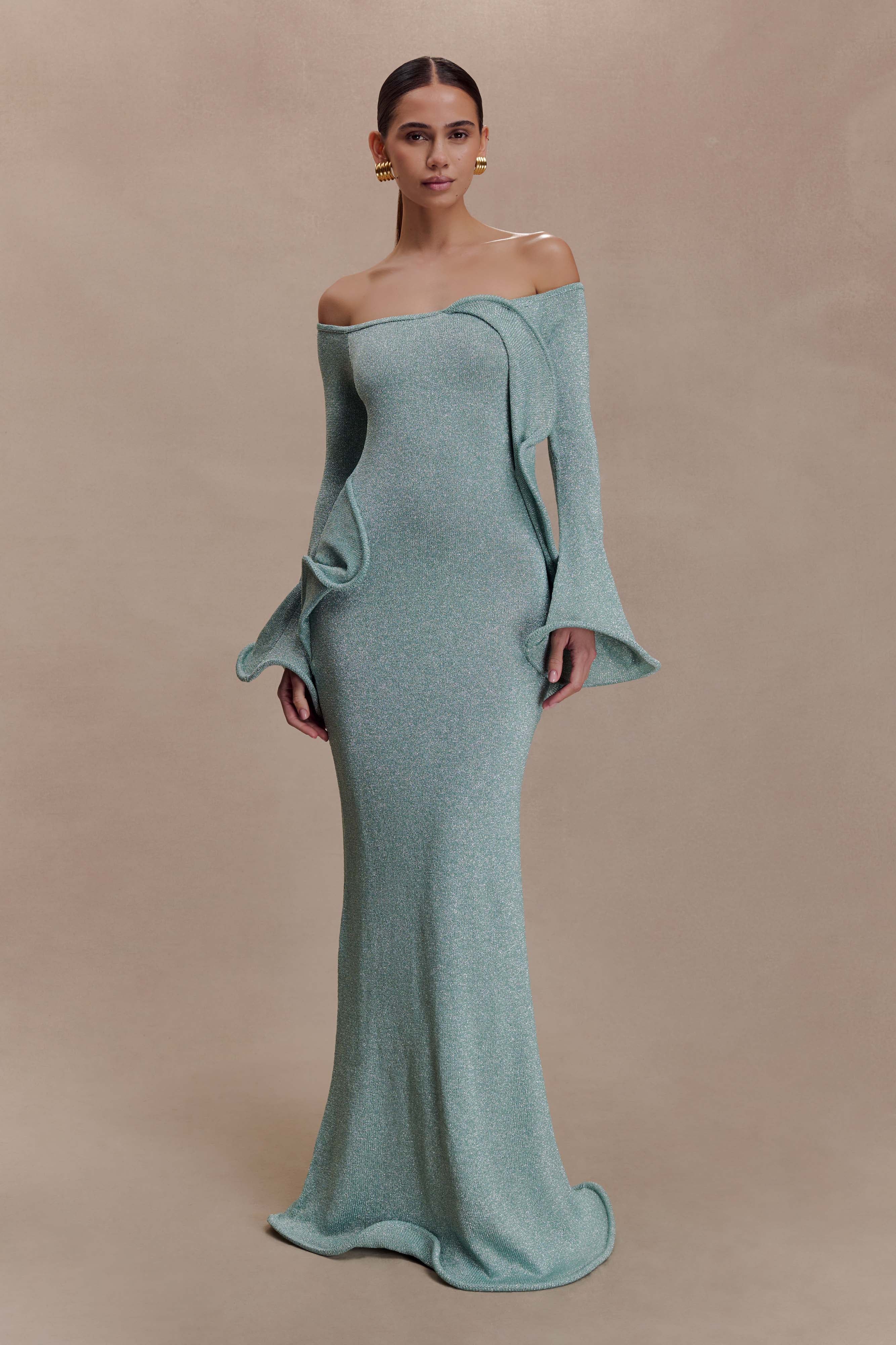 Sandrine Lurex Knit Maxi Dress - Aqua - Image 5