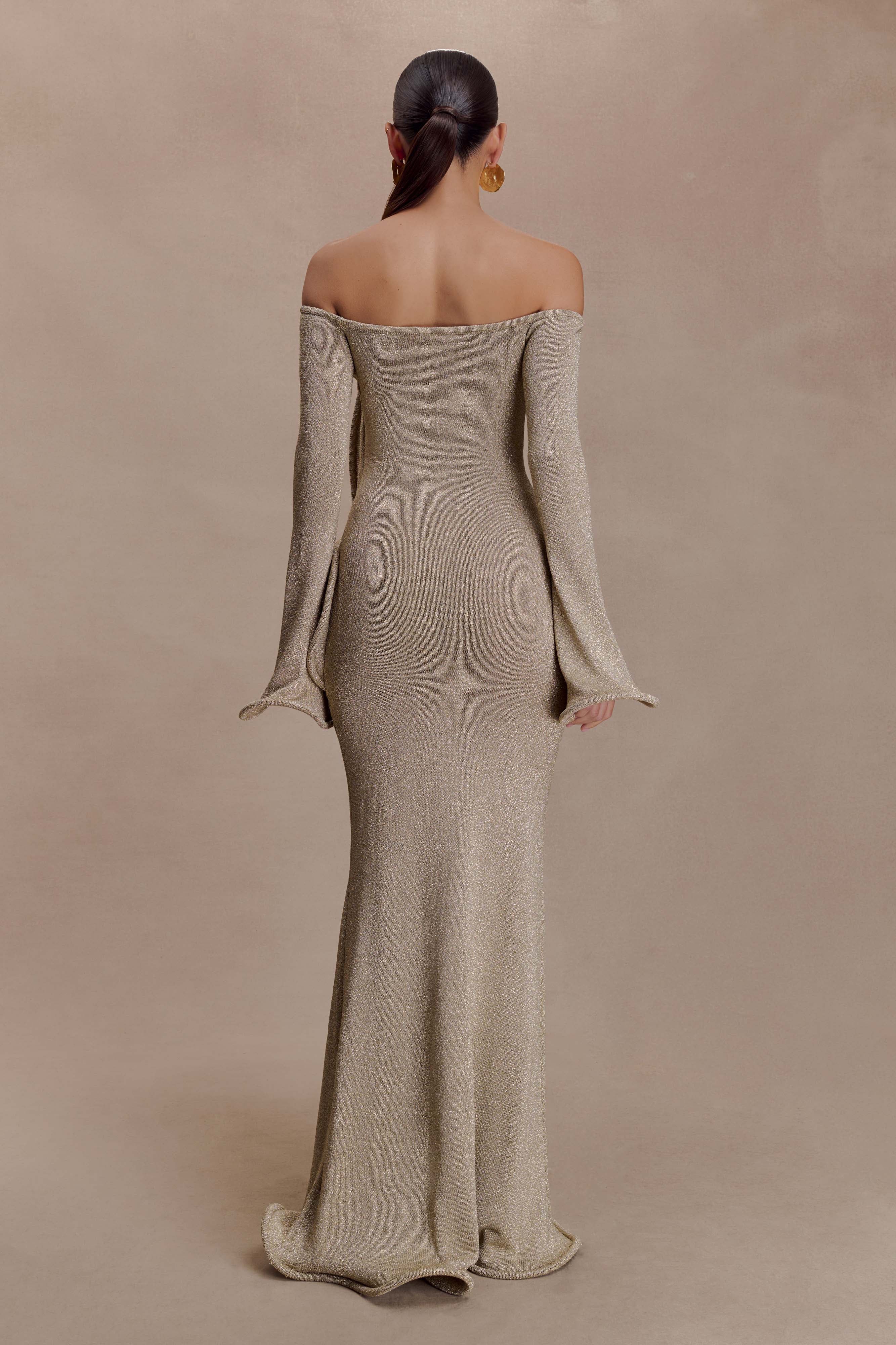 Sandrine Lurex Knit Maxi Dress - Gold - Image 5