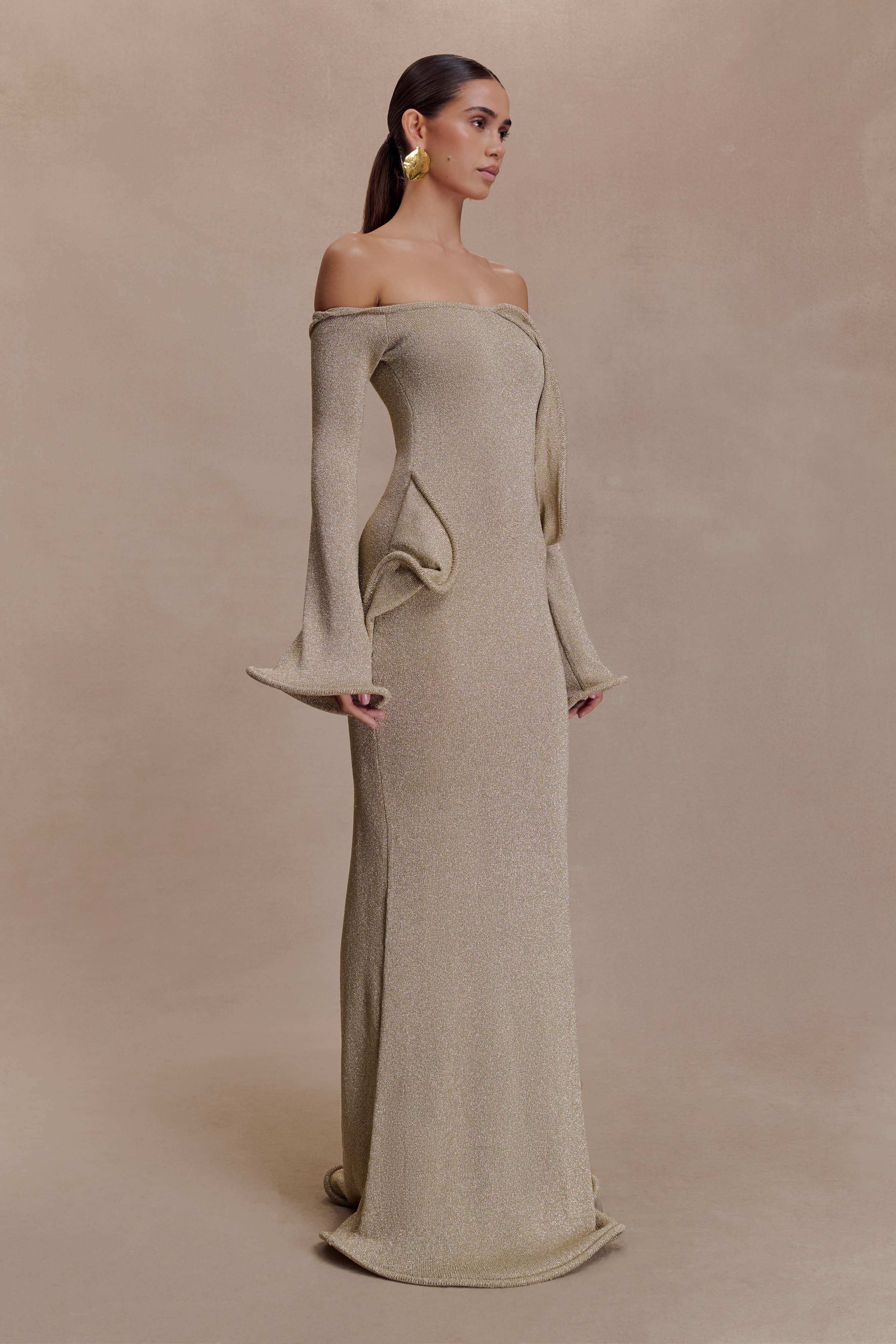 Sandrine Lurex Knit Maxi Dress - Gold - Image 7
