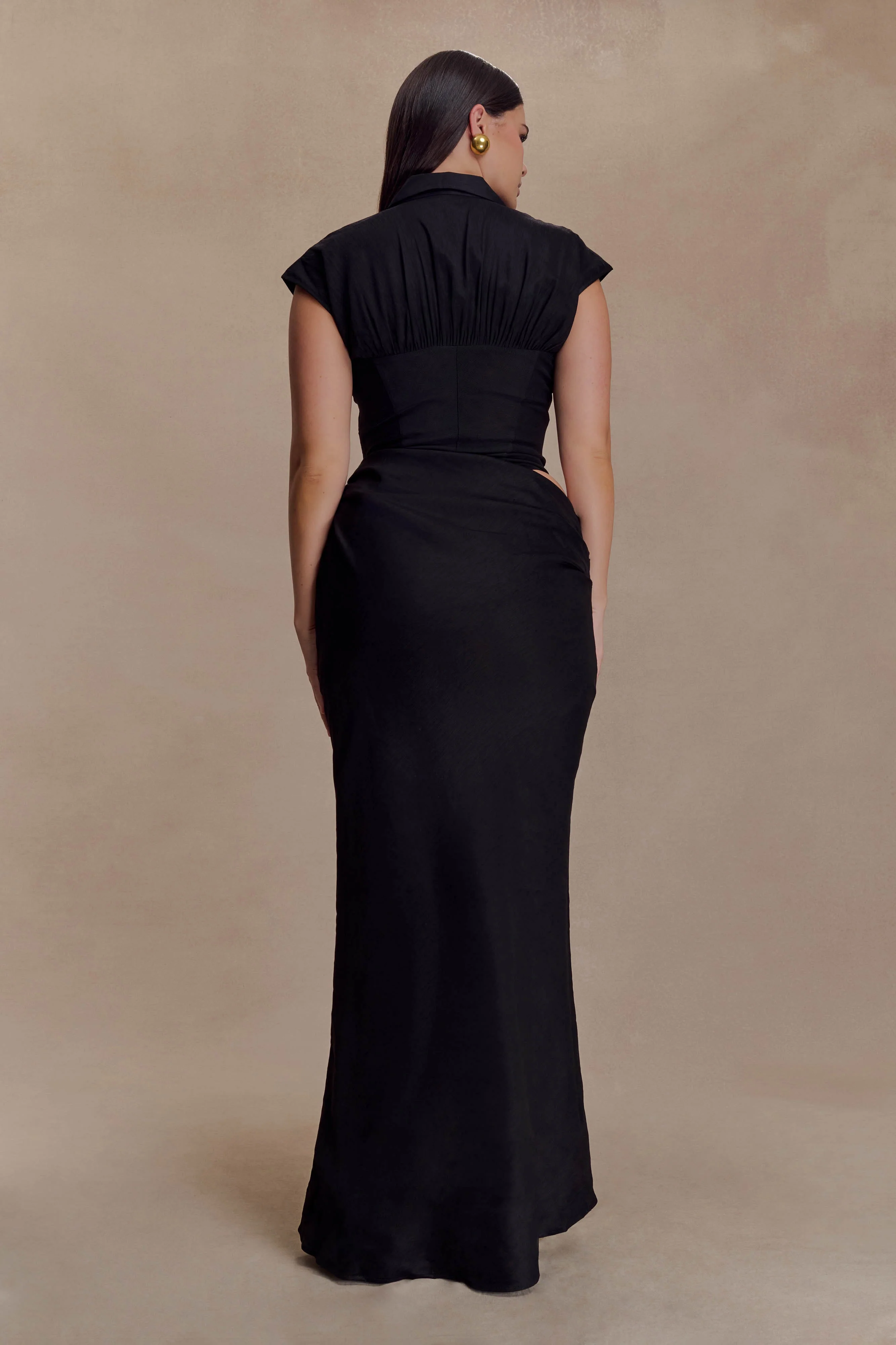 Saphira Shirt Corset Maxi Dress - Black - Image 4