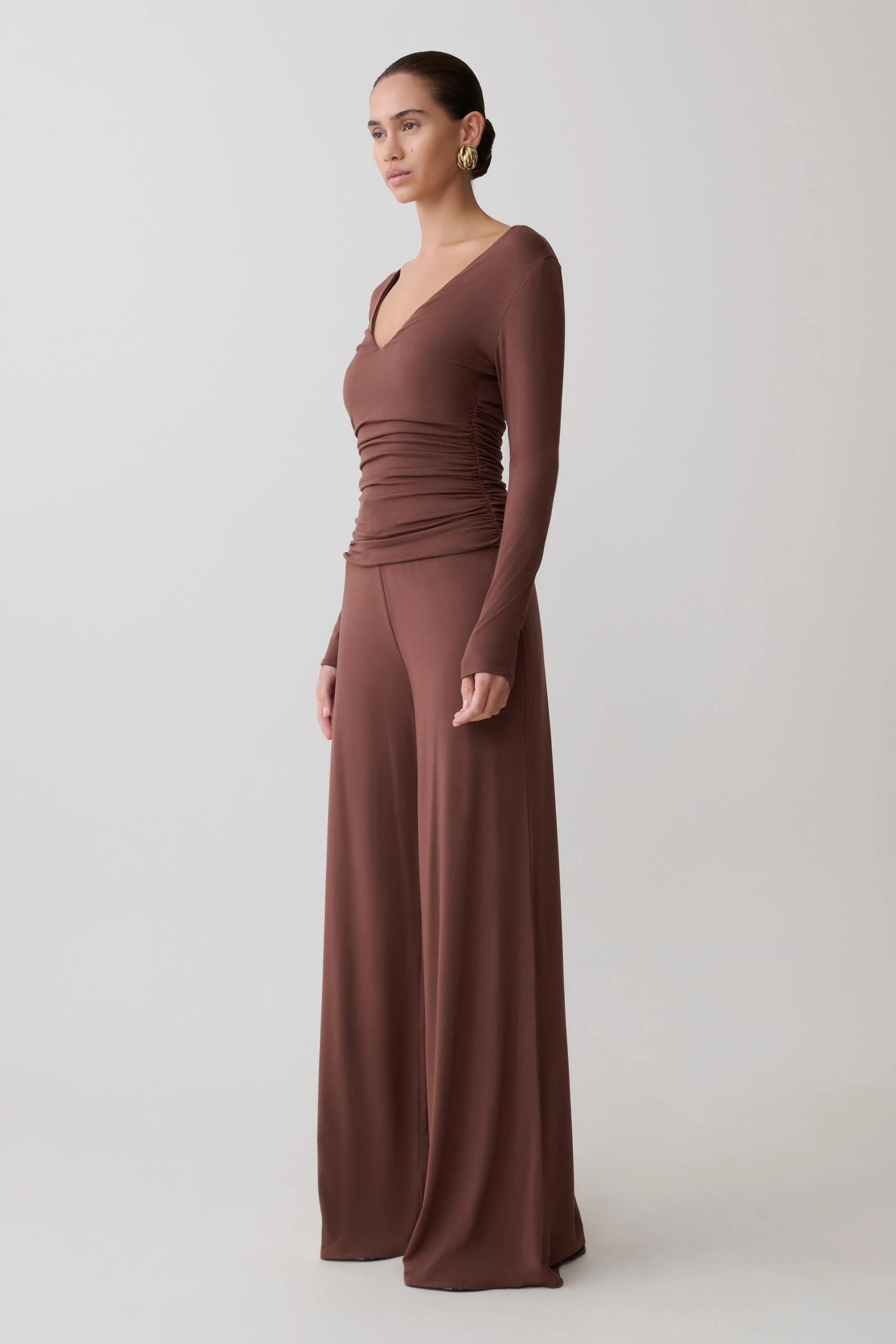 Sari Long Sleeve Modal Top - Chocolate - Image 5