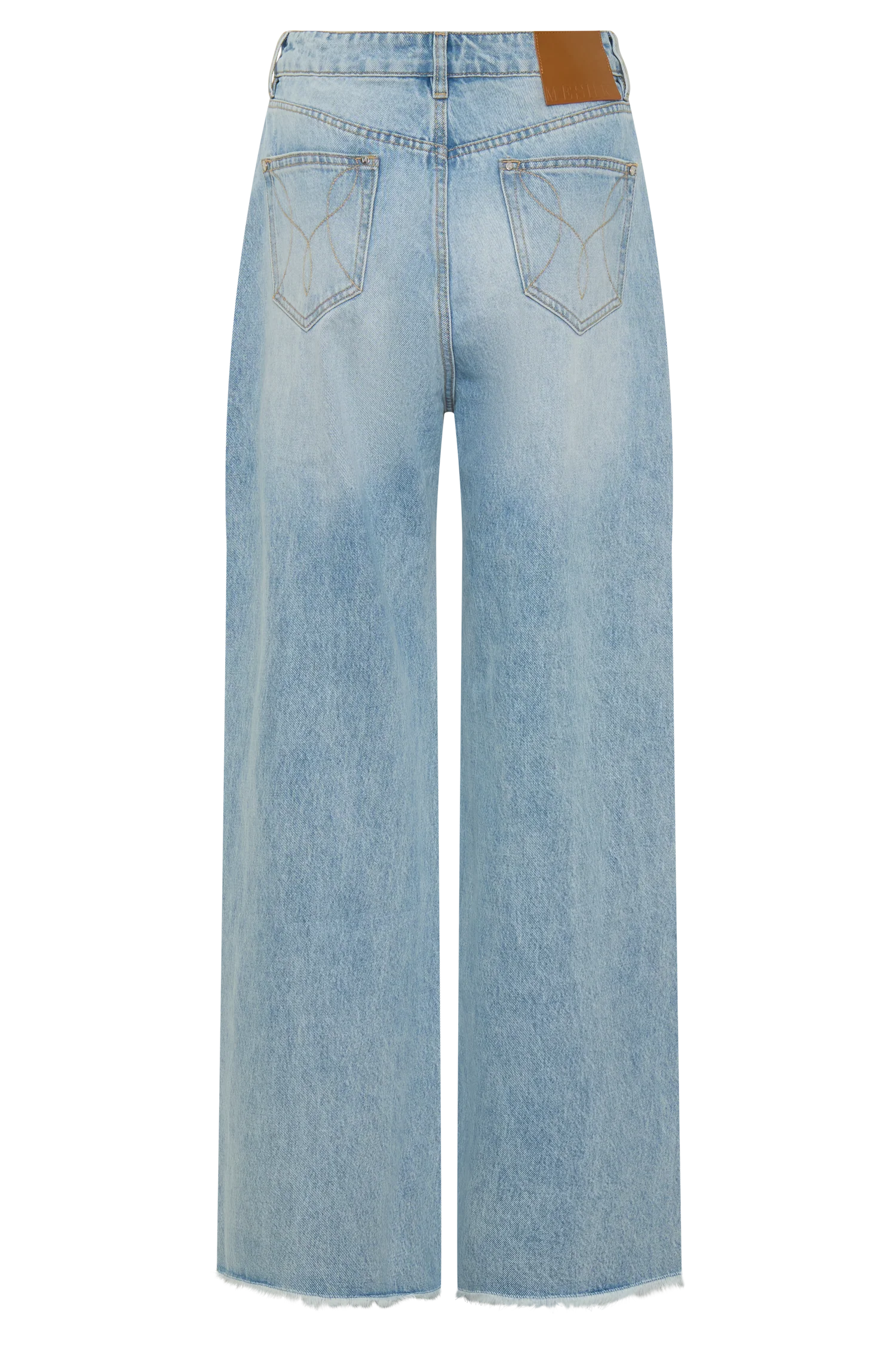 Sebastian Straight Leg Denim Jeans With Fray Hem - Washed Light Blue - Image 12
