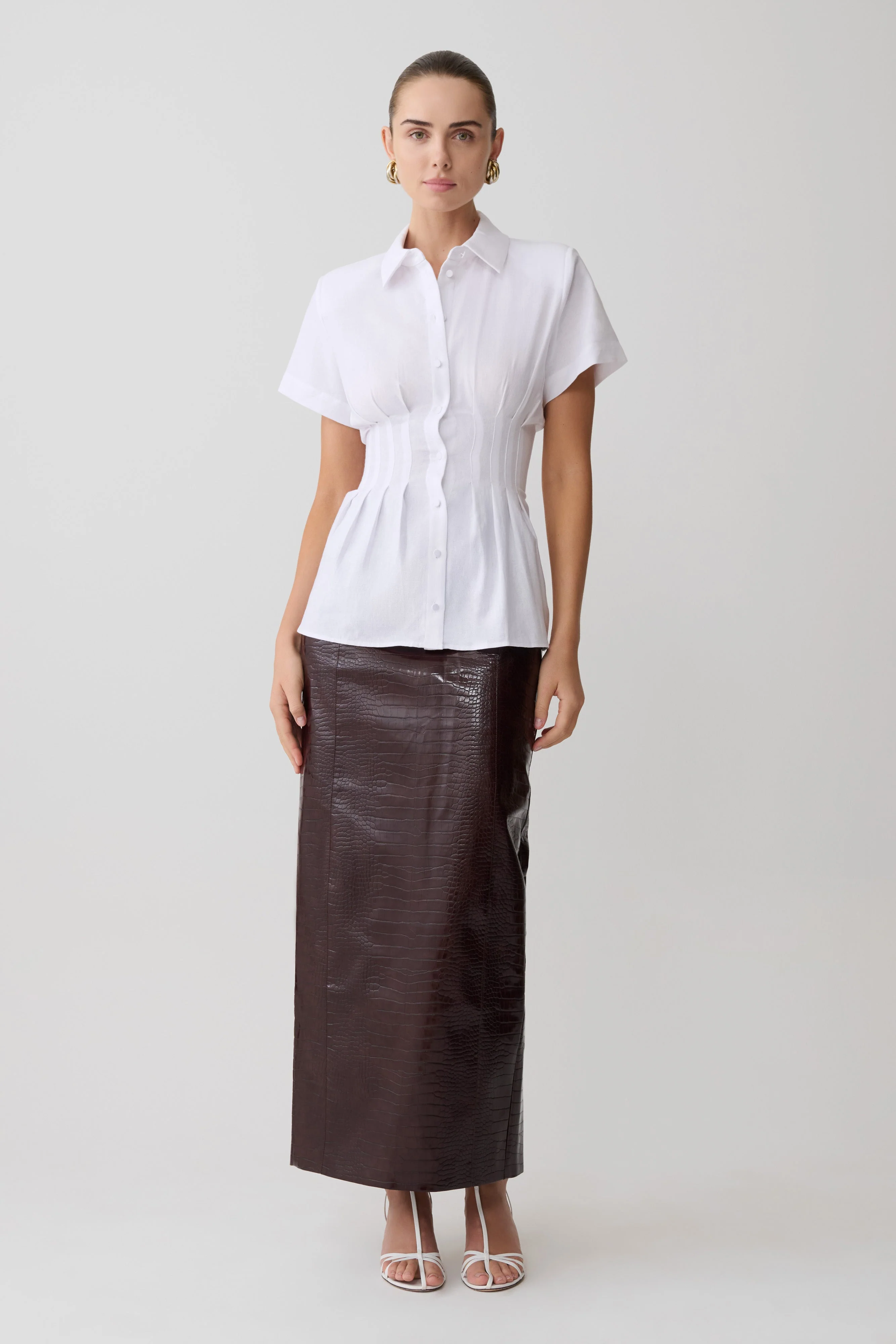 Selma Short Sleeve Linen Shirt - White - Image 3