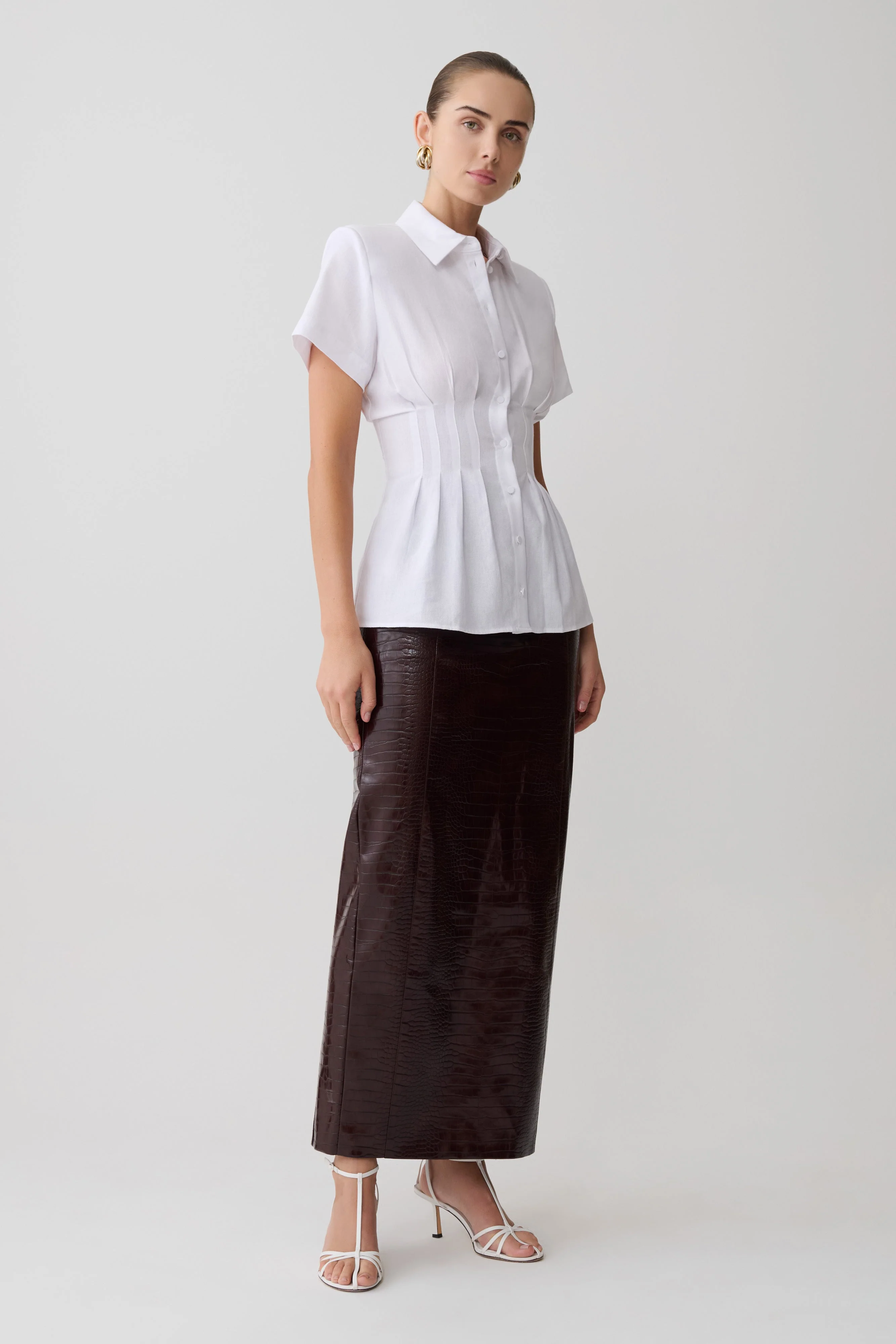 Selma Short Sleeve Linen Shirt - White - Image 4