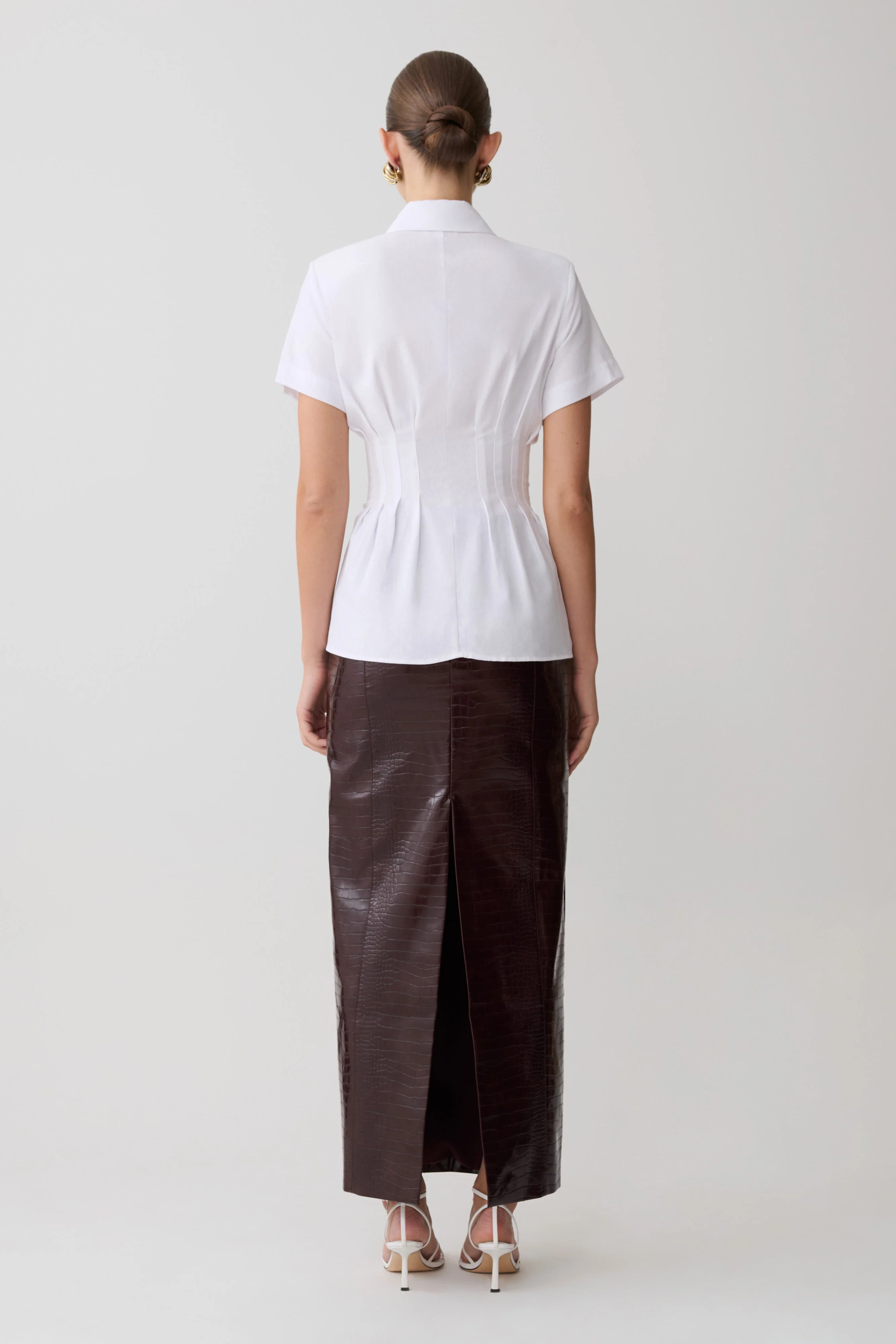 Selma Short Sleeve Linen Shirt - White - Image 5