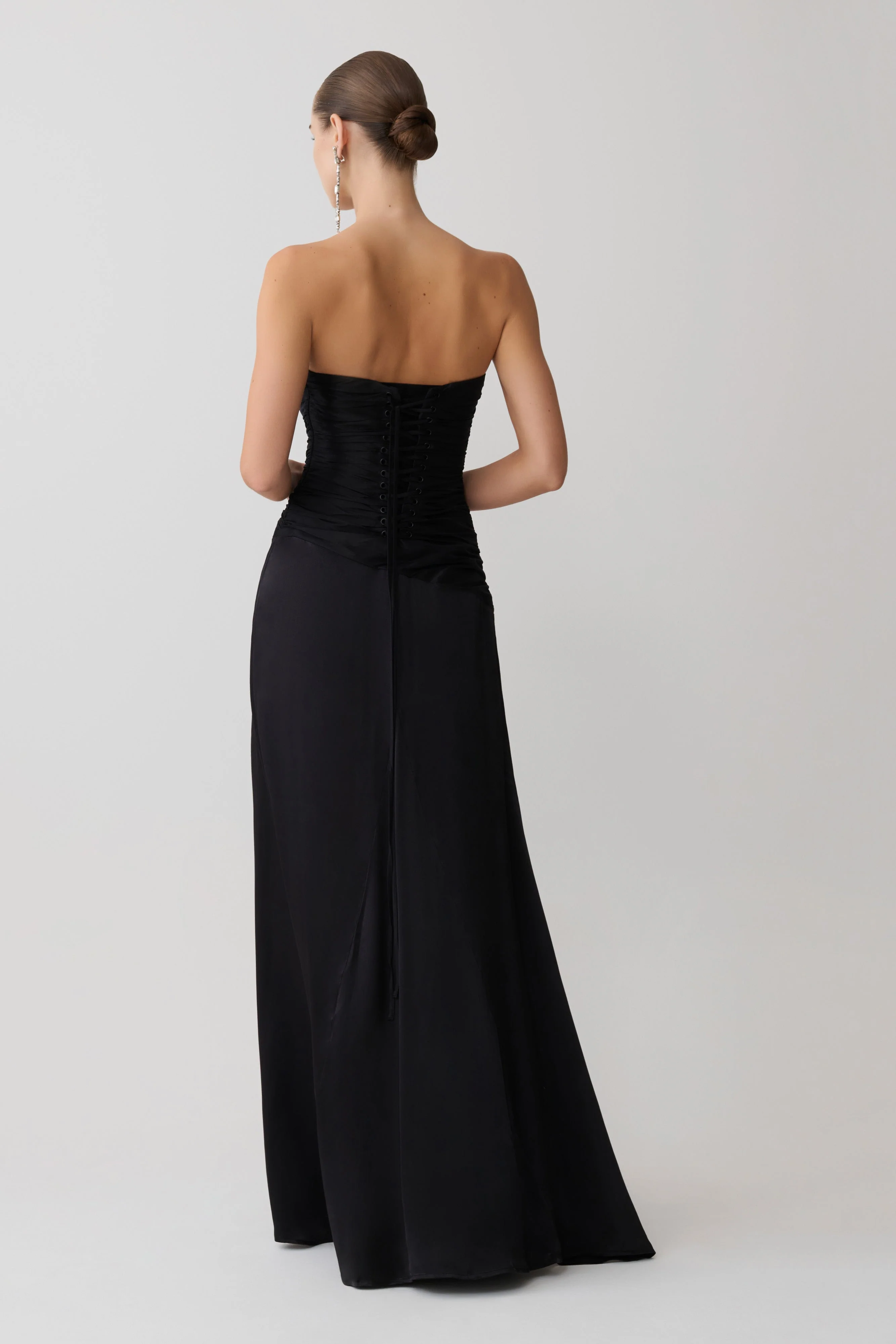 Serena Strapless Taffeta Maxi Dress - Black - Image 3
