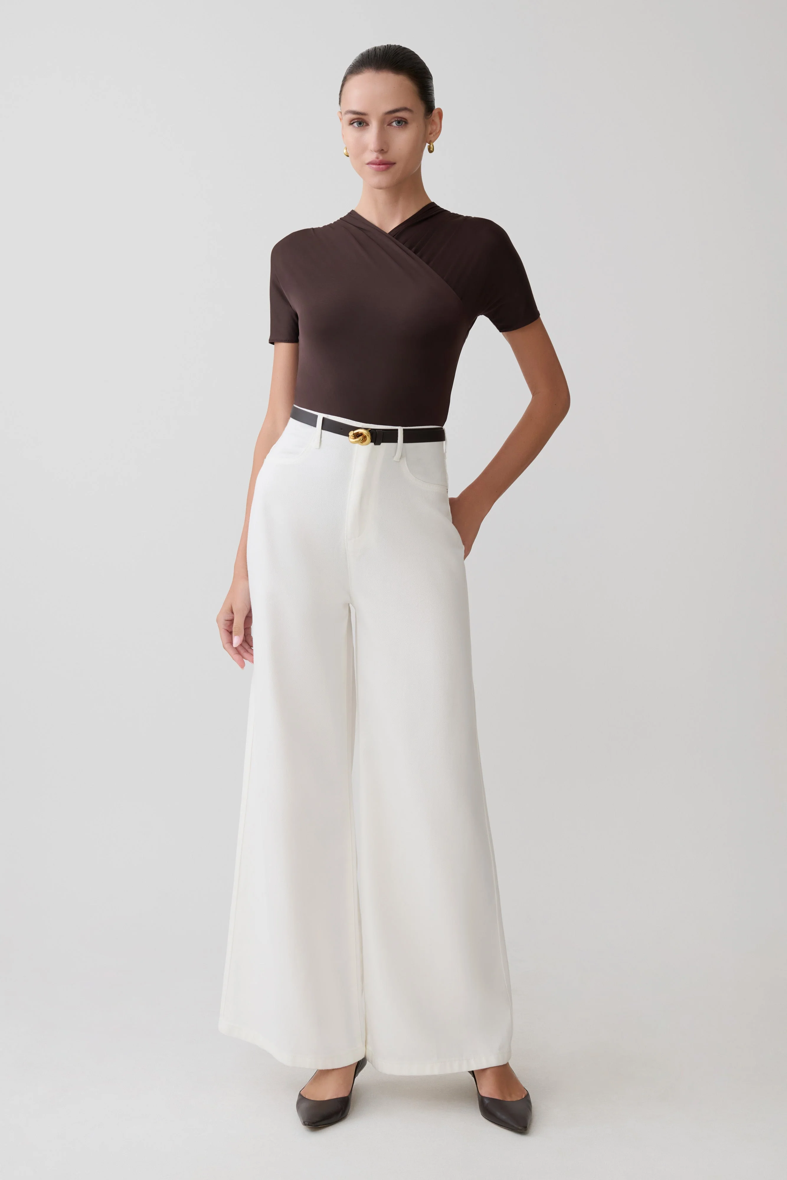 Shae Wide Leg Denim Jeans - White - Image 4