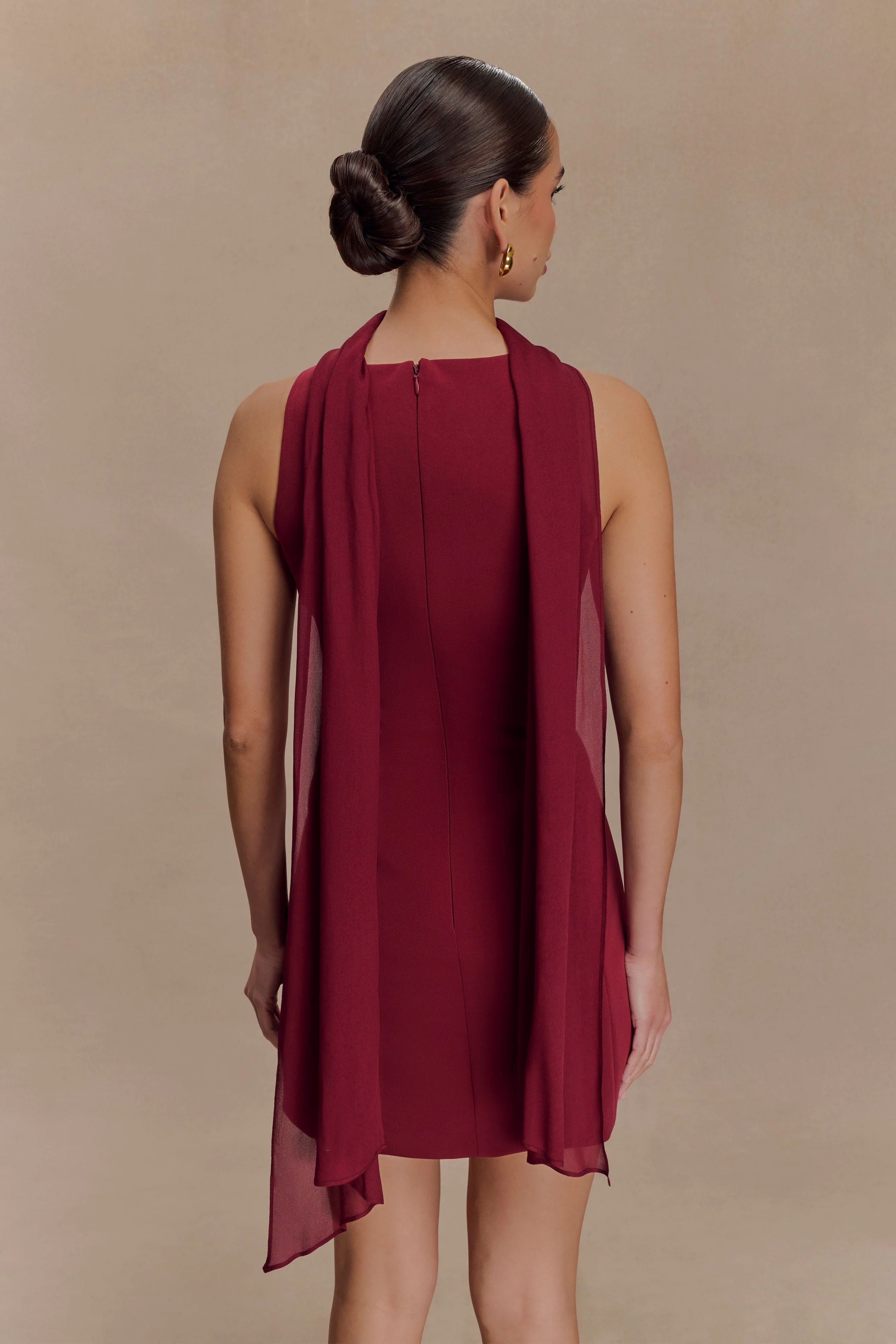 Skyler Suiting Embroidered Mini Dress - Wine - Image 2