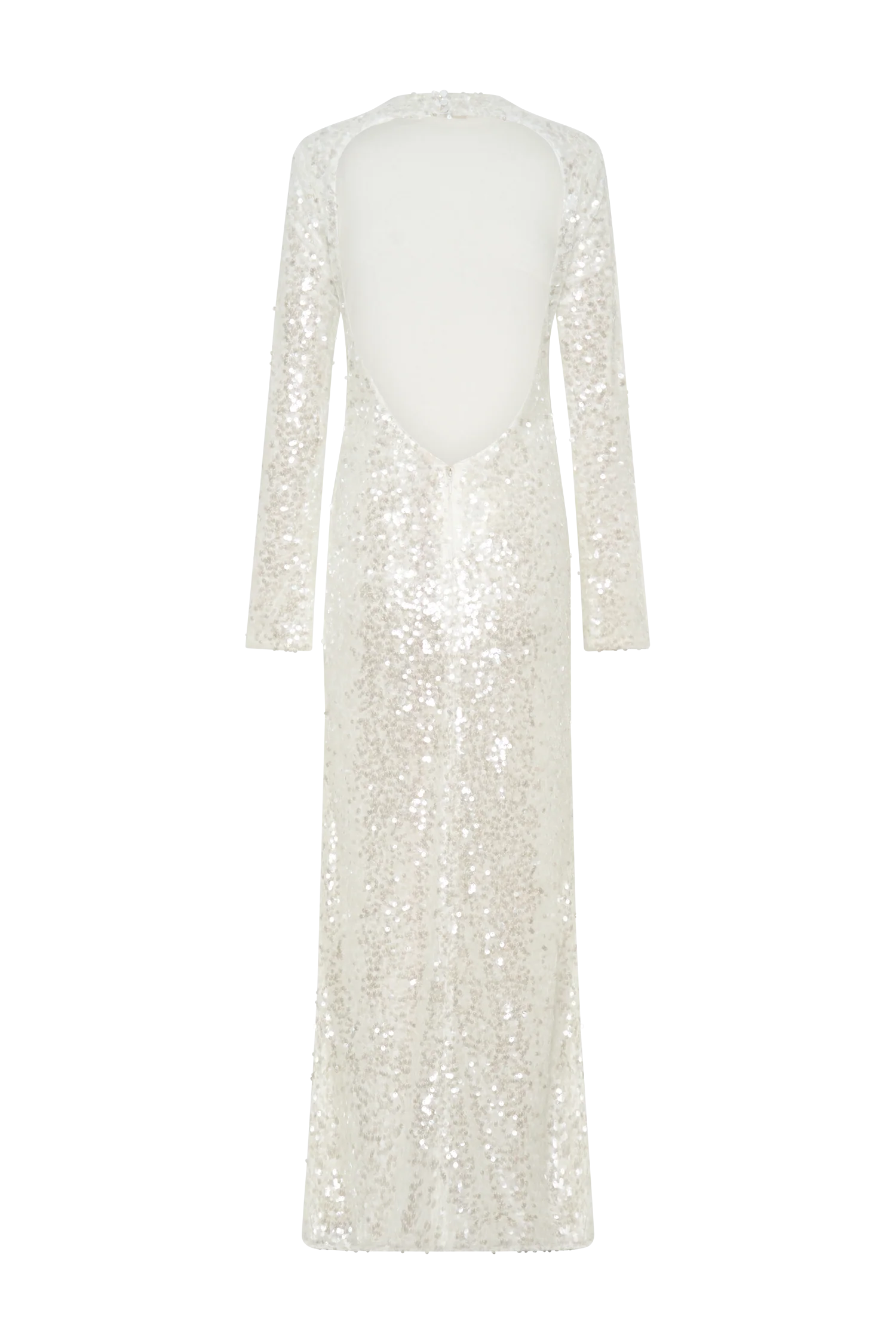 Sofia Long Sleeve Sequin Maxi Dress - White - Image 8