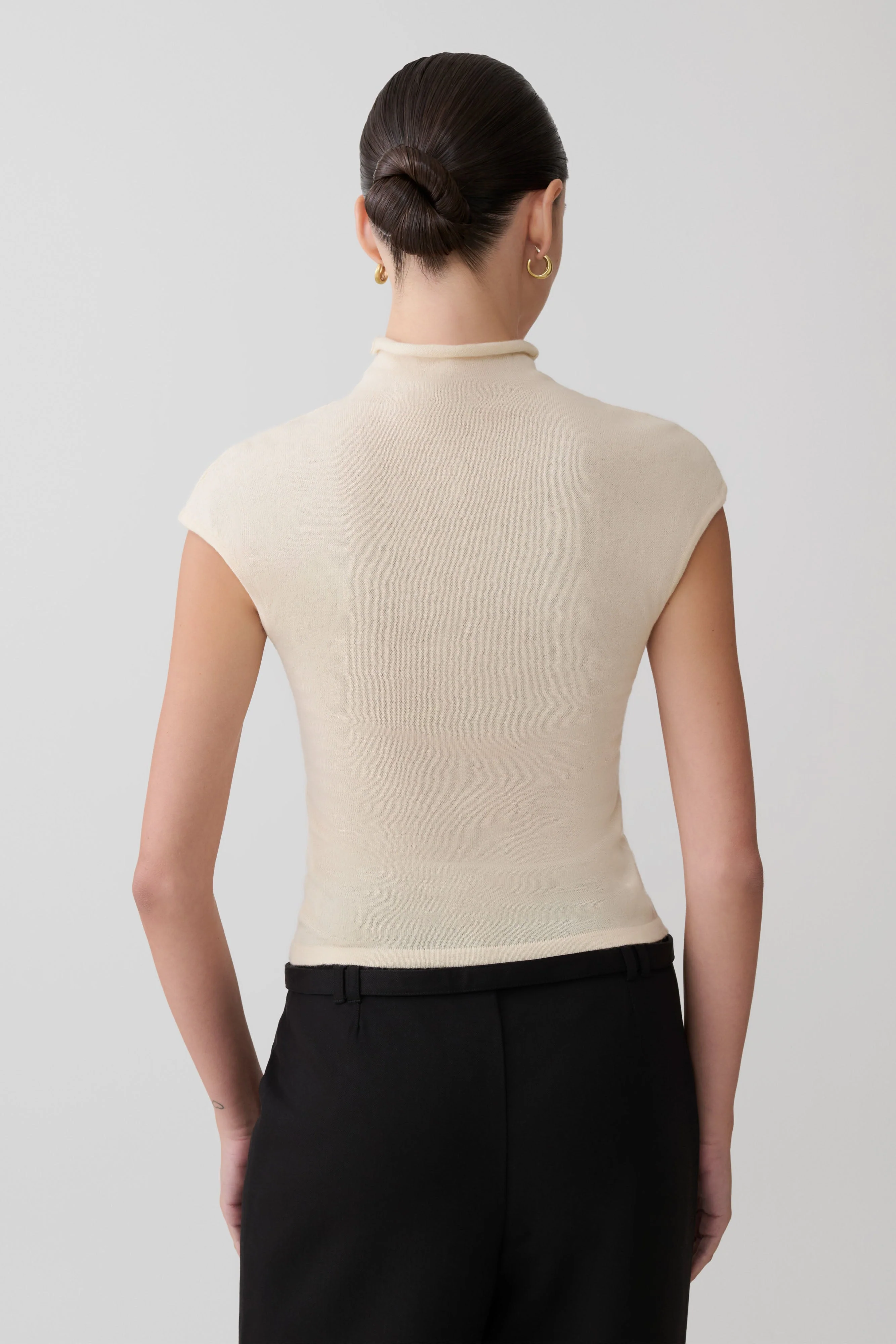 Sonny Short Sleeve Knit Top - Cream - Image 3
