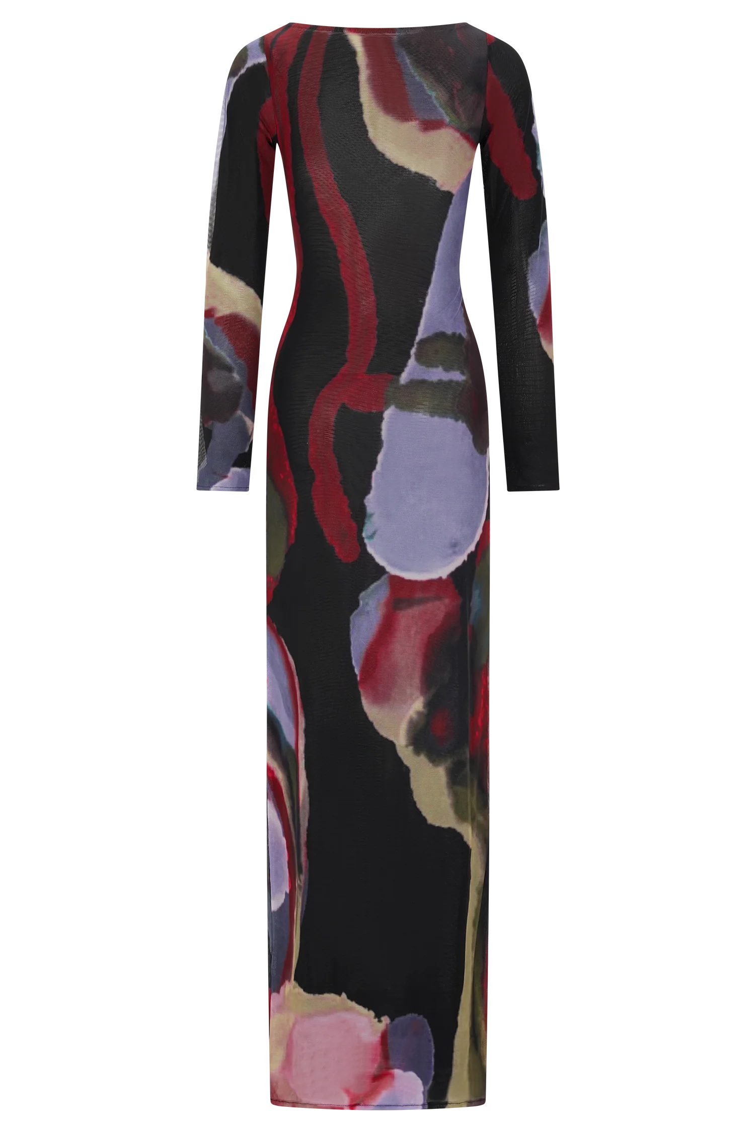 Soraya Long Sleeve Mesh Maxi Dress - Multi Fluid Reverie Print - Image 8