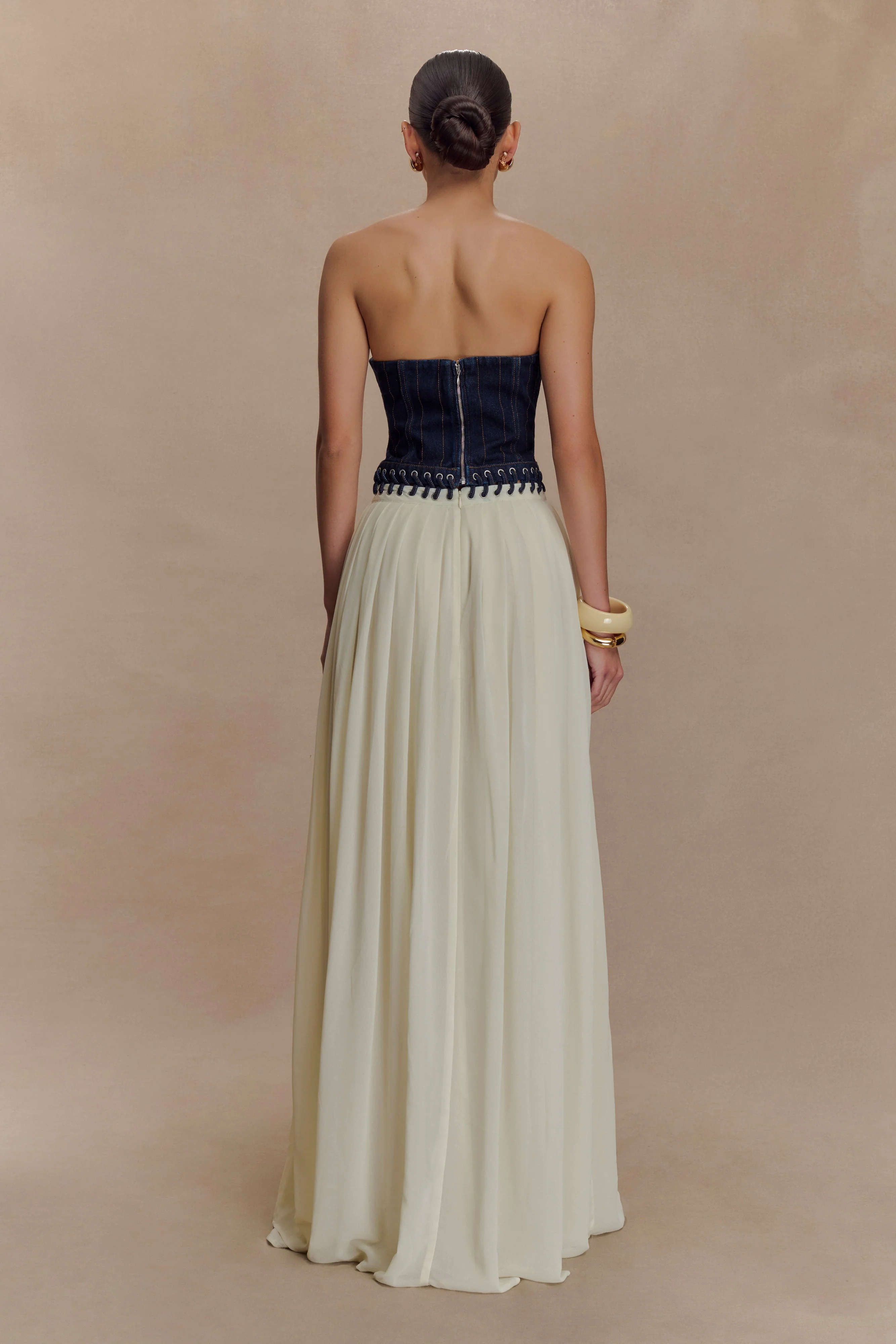 Suella Chiffon Denim Maxi Dress - Indigo Blue - Image 2