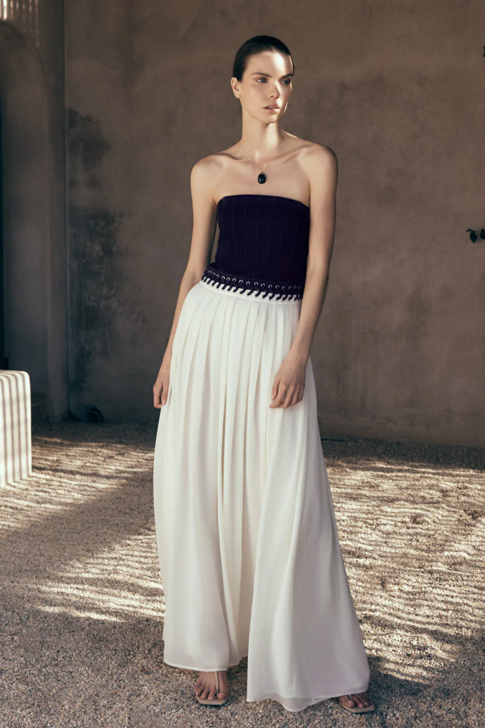 Suella Chiffon Denim Maxi Dress - Indigo Blue - Image 3