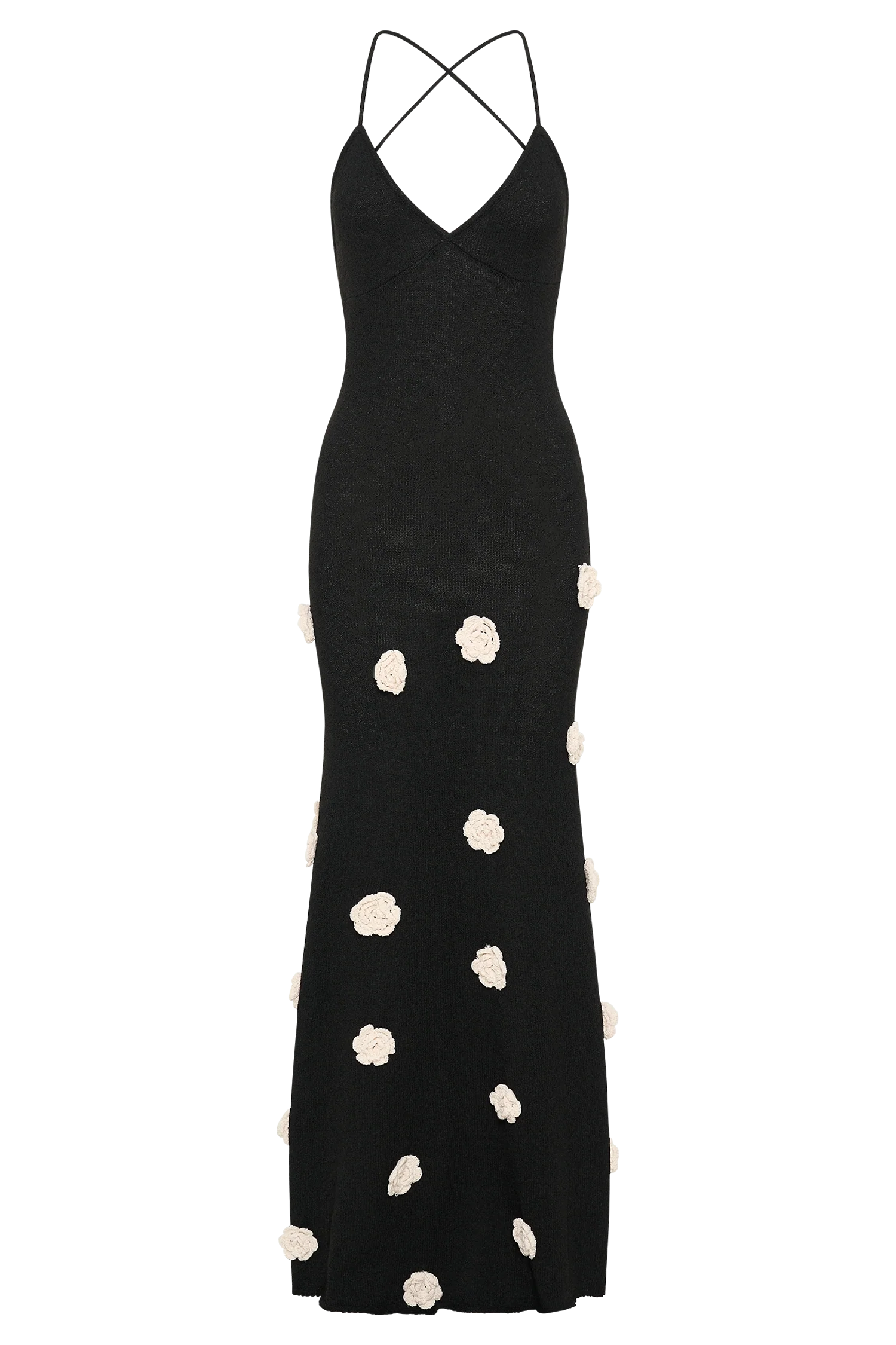 Suki Knit Maxi Dress With Flowers - Black/White - Image 7