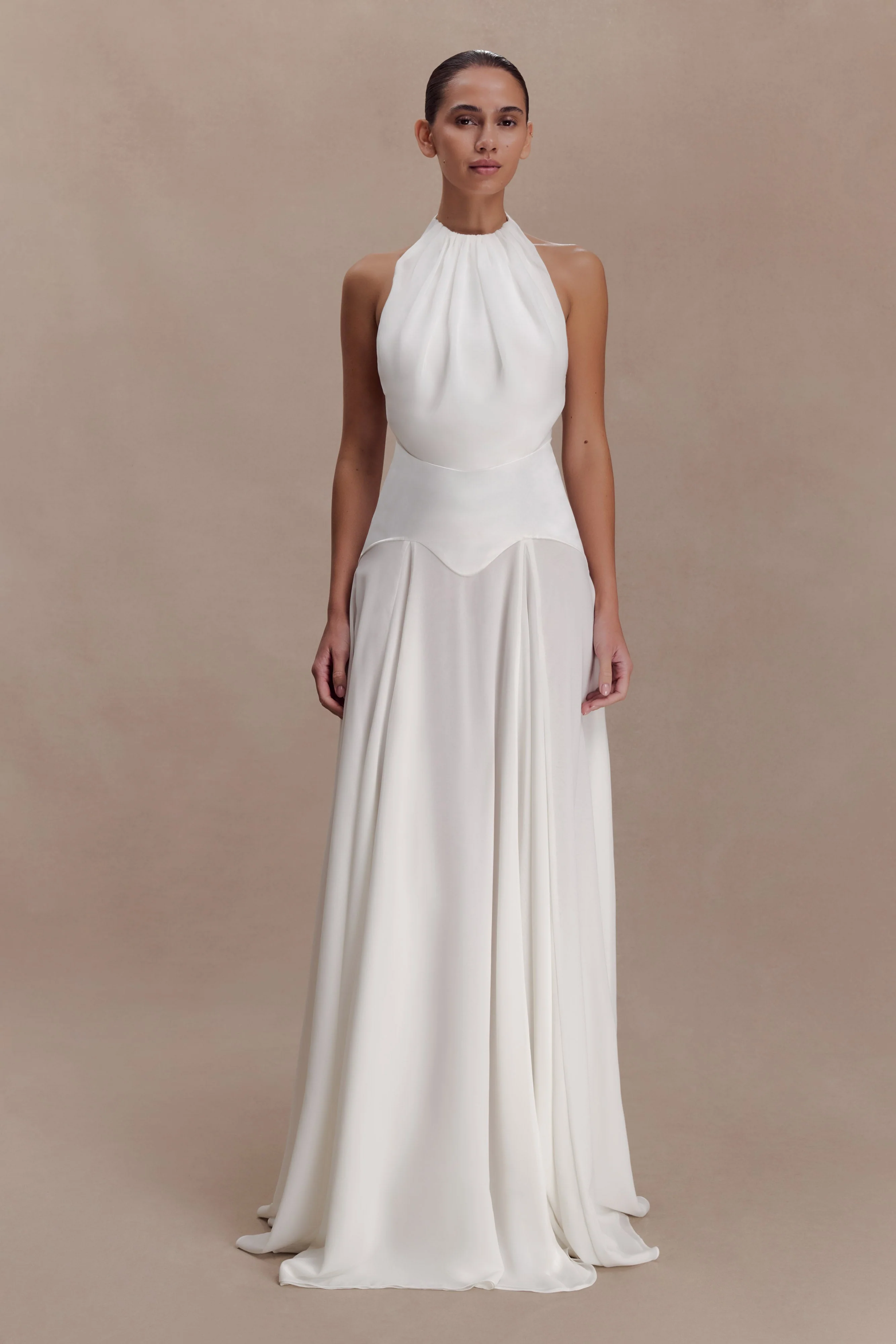 Susan Chiffon Halter Maxi Dress - Ivory - Image 2