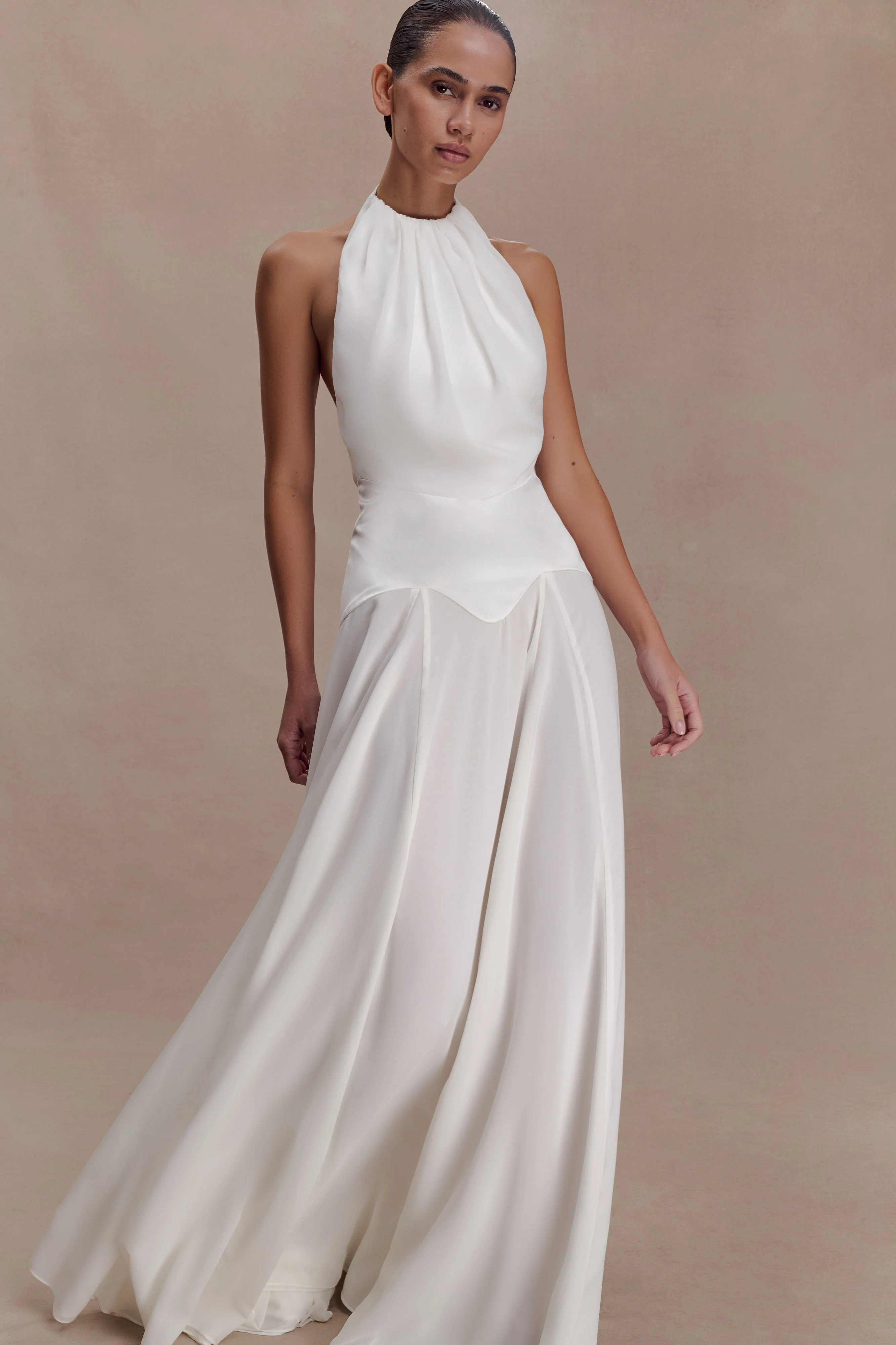 Susan Chiffon Halter Maxi Dress - Ivory - Image 6