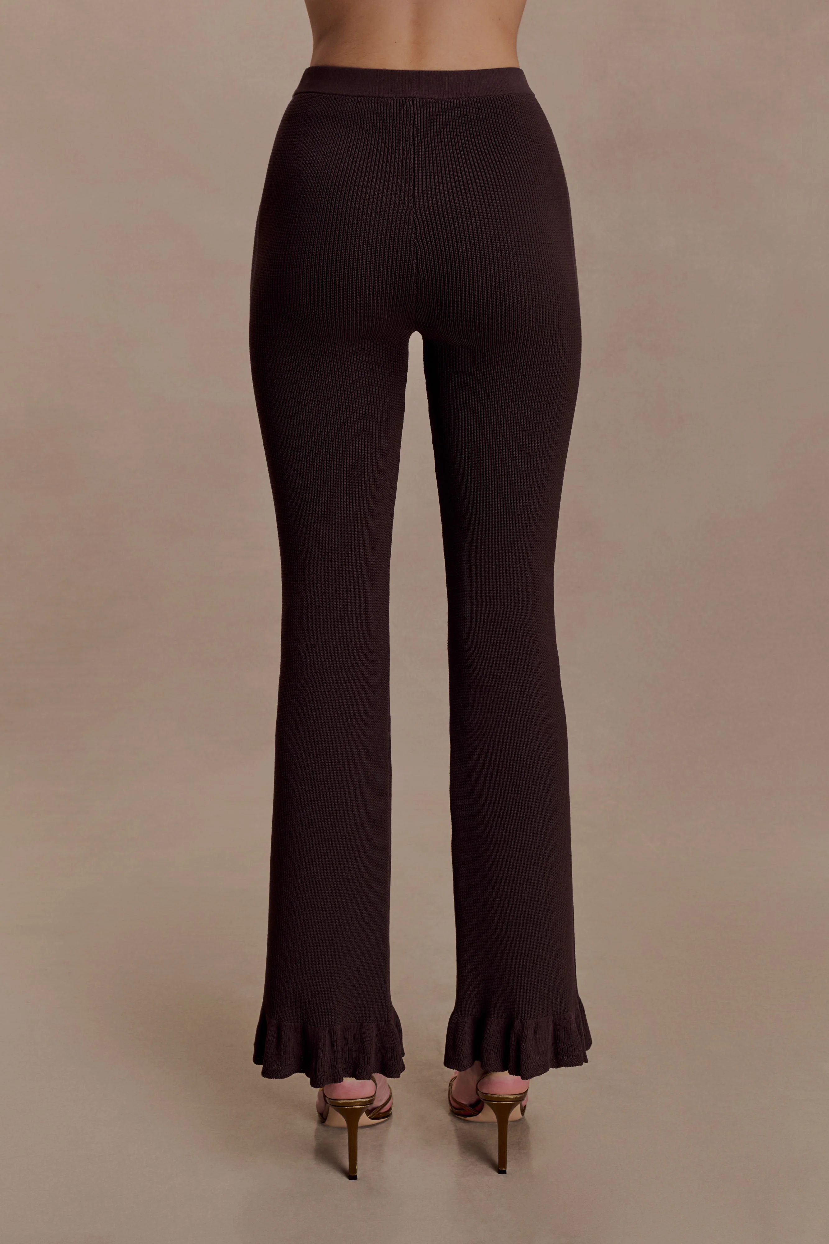 Suzie Ribbed Flared Pants - Chocolate - Image 5