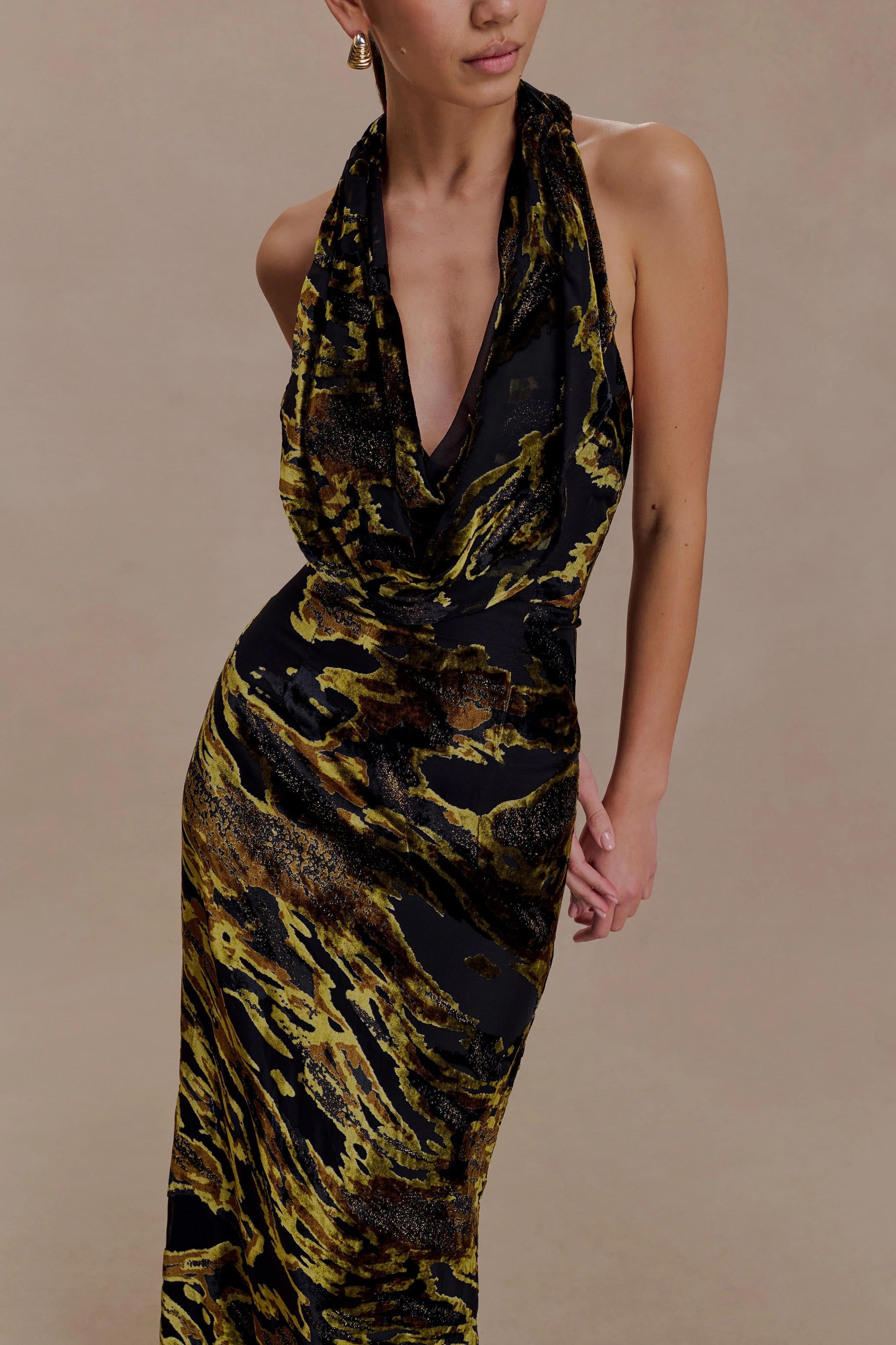 Talila Cowl Front Maxi Dress - Velvet Burnout - Image 3