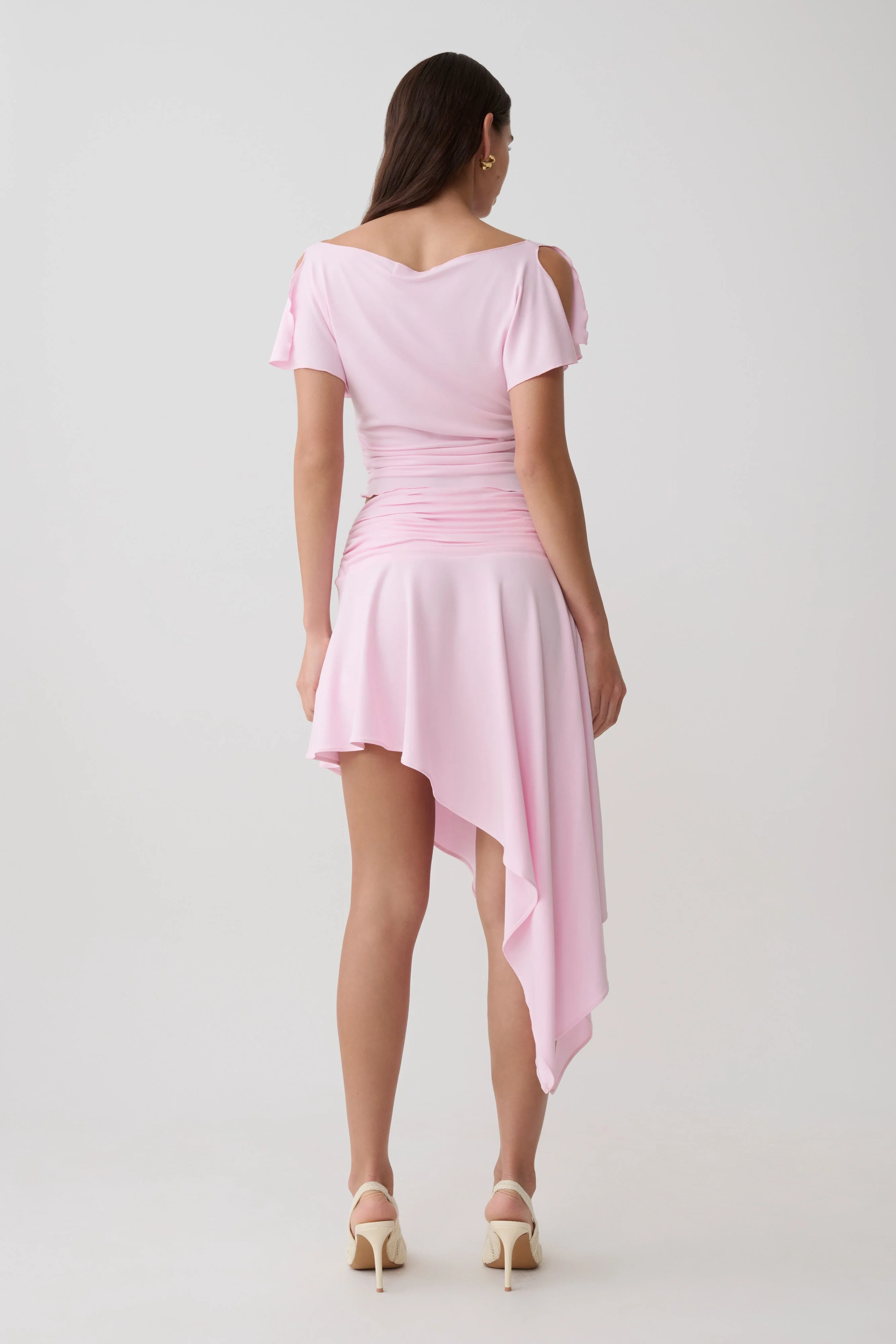 Talise Modal Flounce Short Sleeve Top - Ballet Pink - Image 5