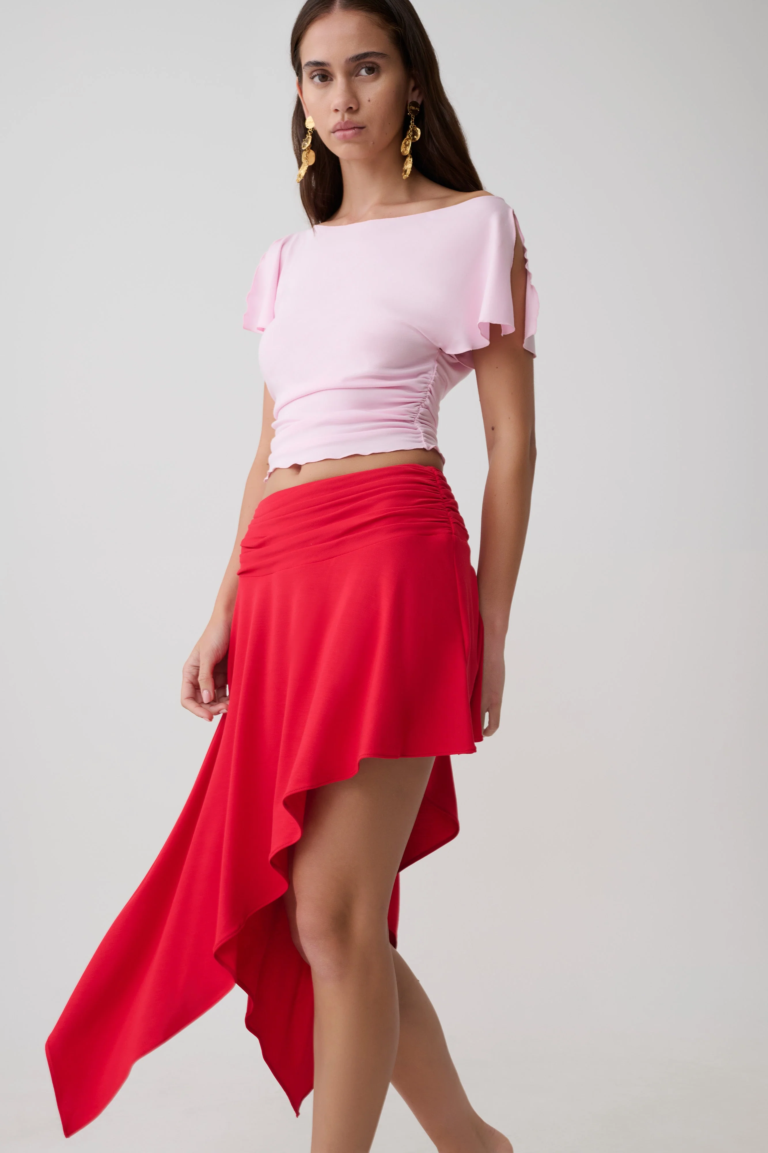 Talise Modal Flounce Short Sleeve Top - Ballet Pink - Image 8