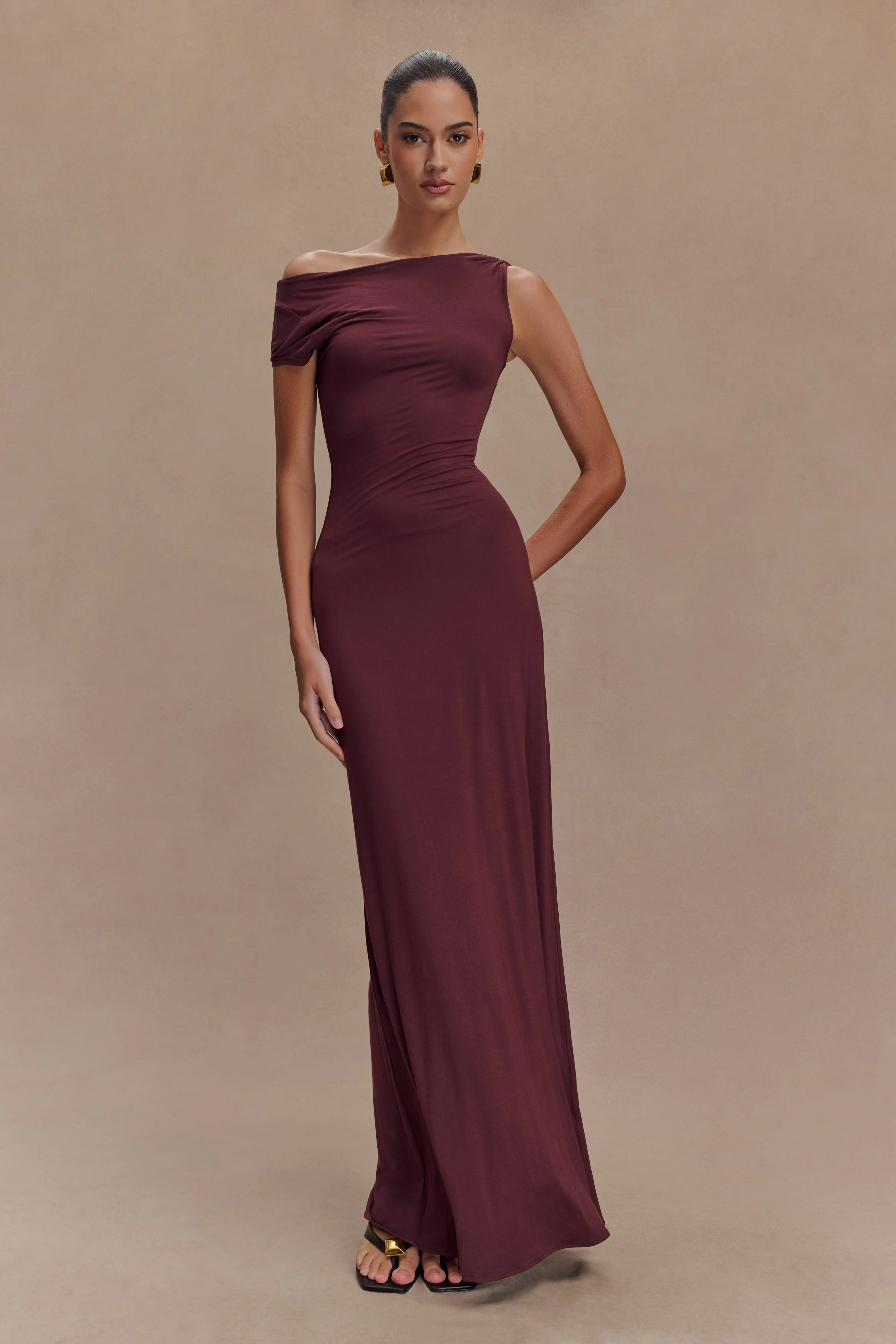 Tamsin Short Sleeve Modal Maxi Dress - Mahogany - Image 3