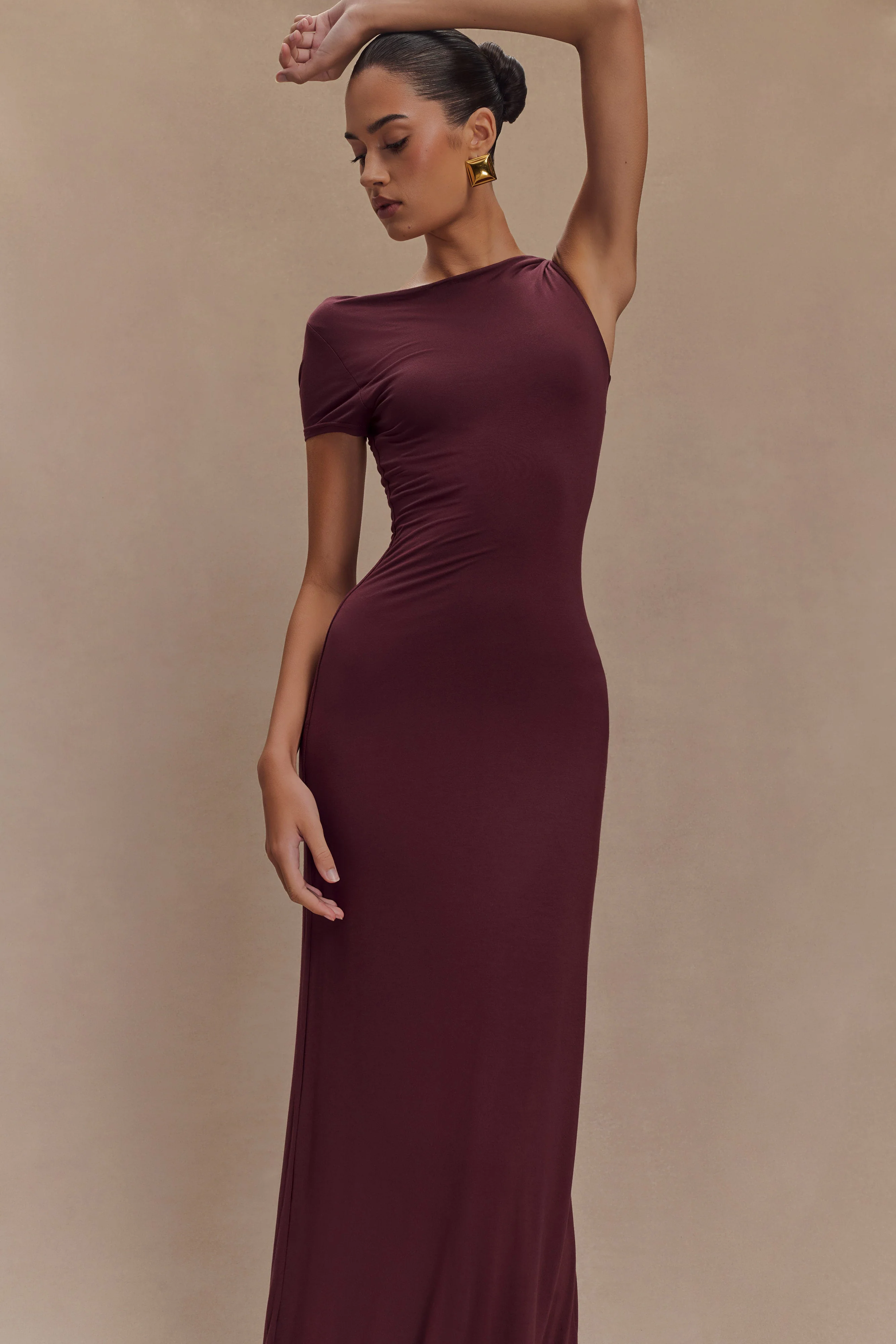 Tamsin Short Sleeve Modal Maxi Dress - Mahogany - Image 5