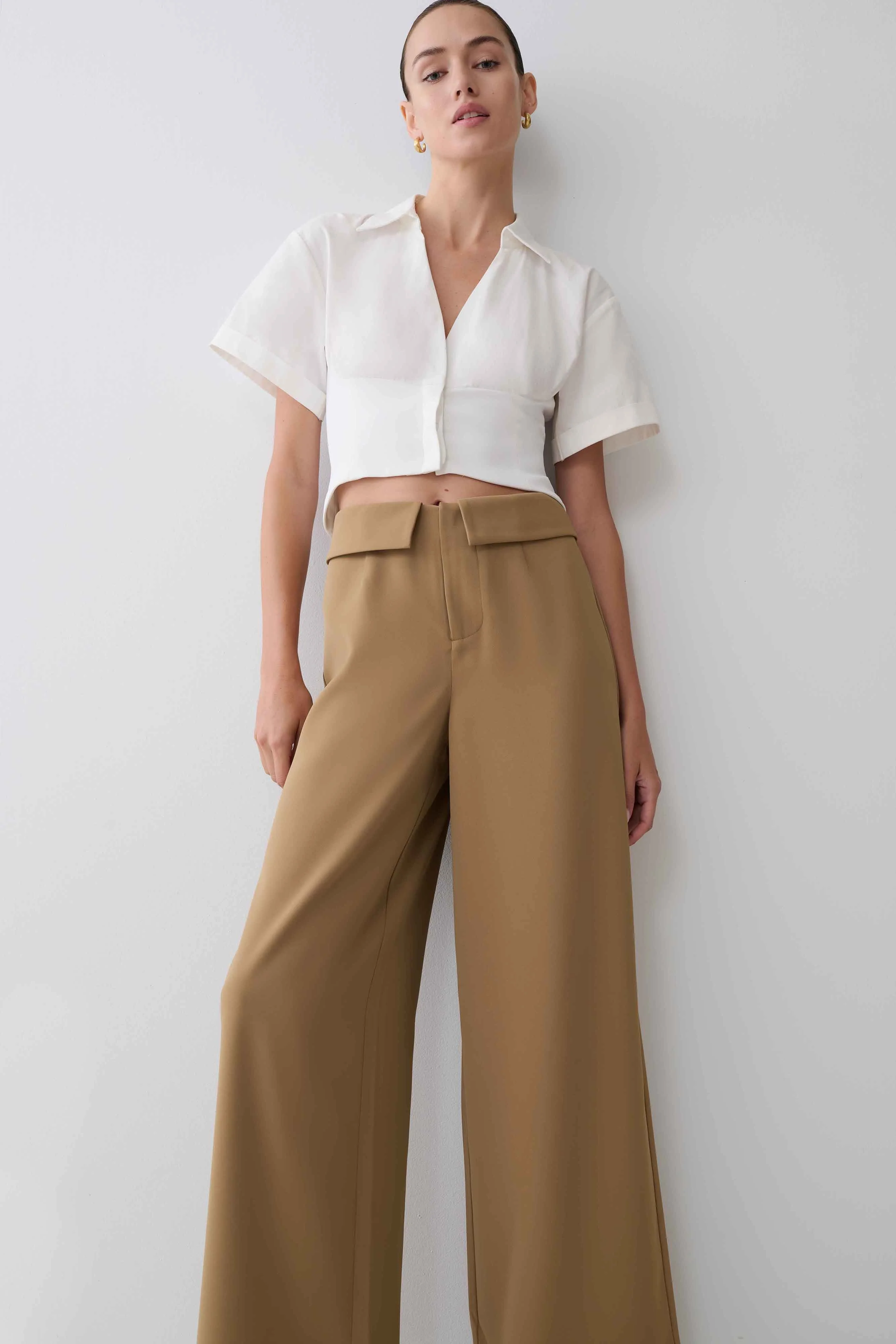 Tanya Wide Leg Suiting Pants - Camel - Image 9