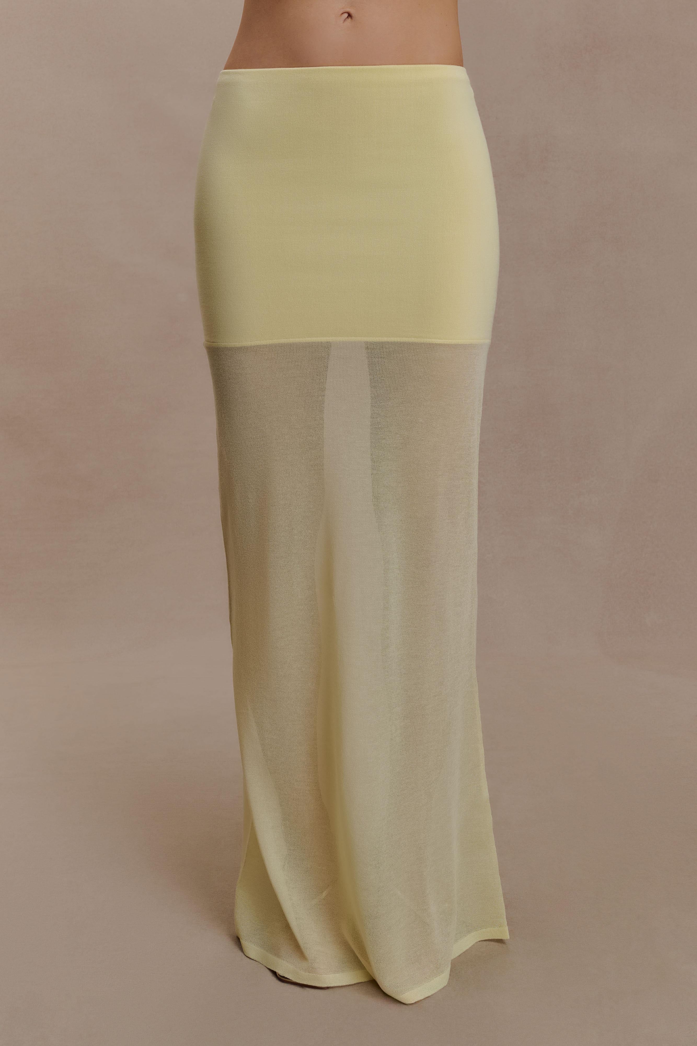 Tanyel Sheer And Bandage Knit Maxi Skirt - Lemon - Image 8