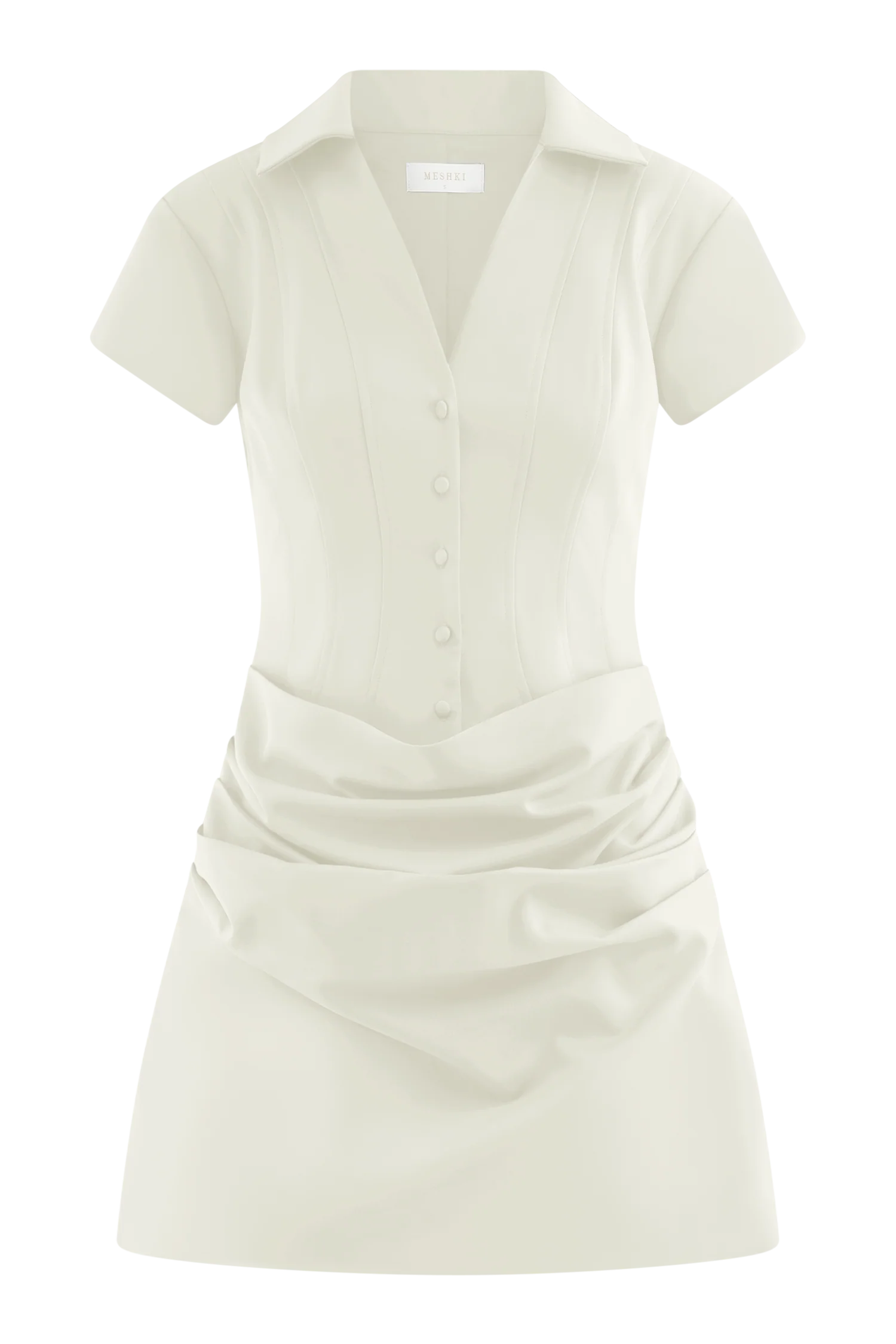 Tarryn Collared Cotton Mini Dress - White - Image 10