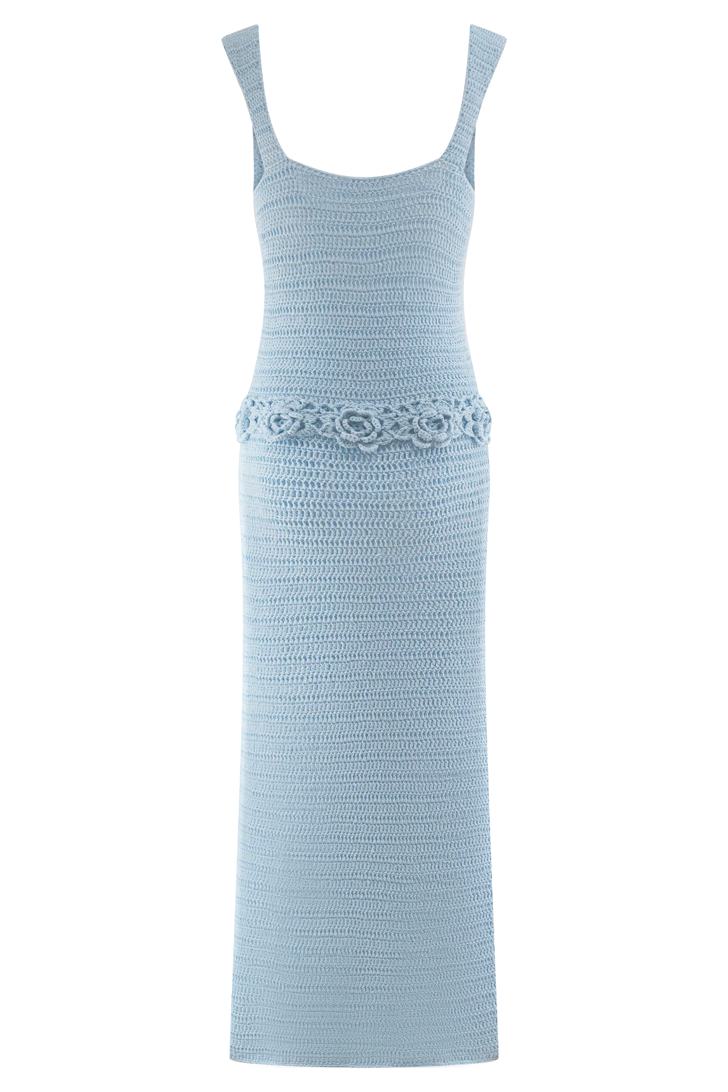 Teagan Floral Hand Crochet Midi Dress - Blue - Image 6